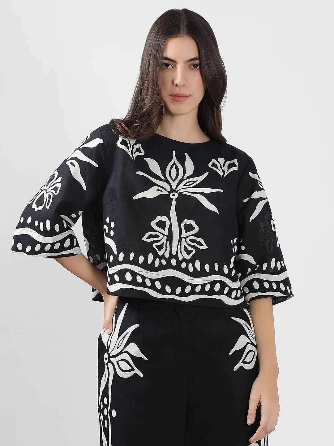 Black & White Printed Co-Ord Set Top - Image 2