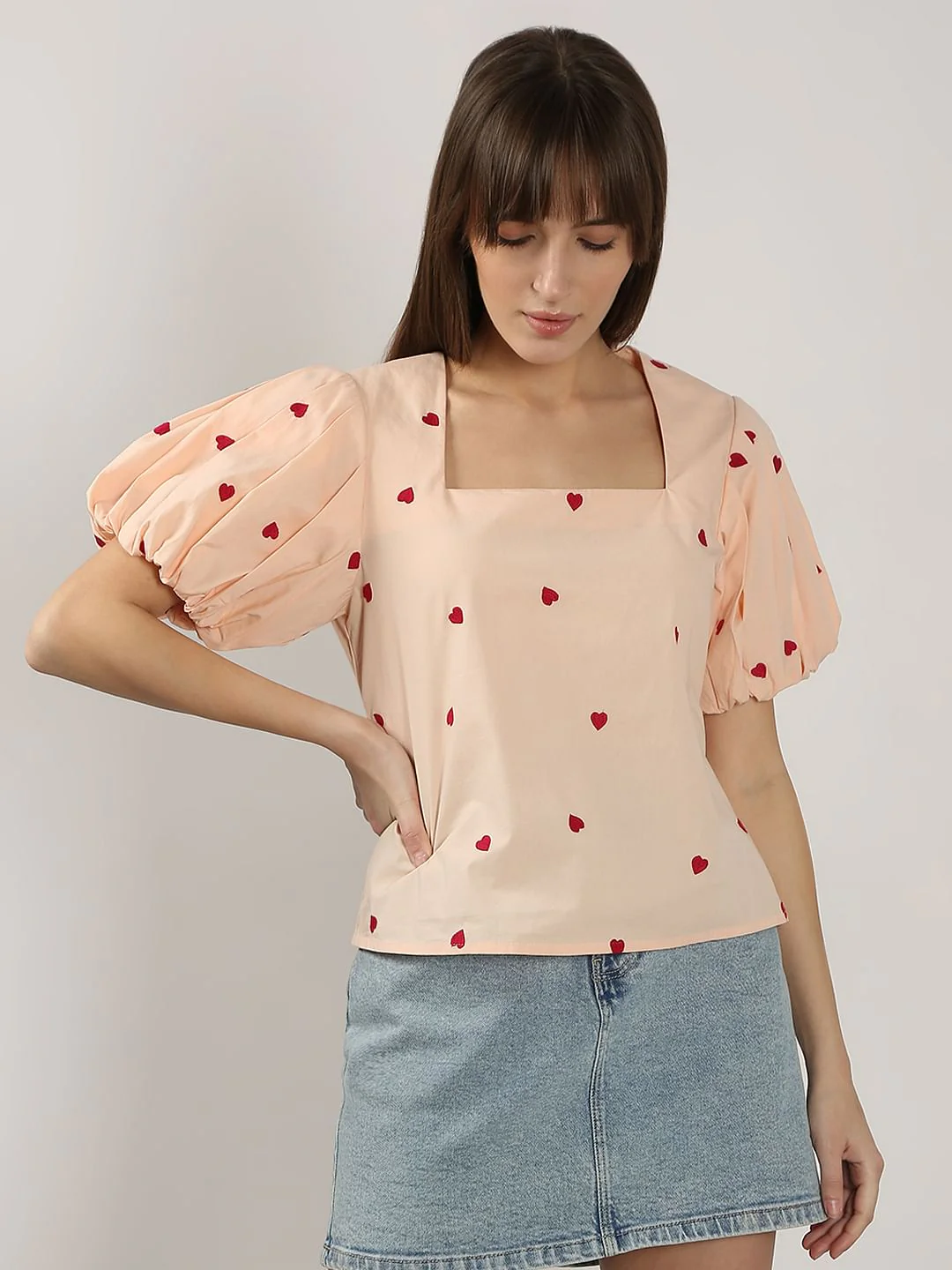 Beige Embroidered Heart Top - Image 2