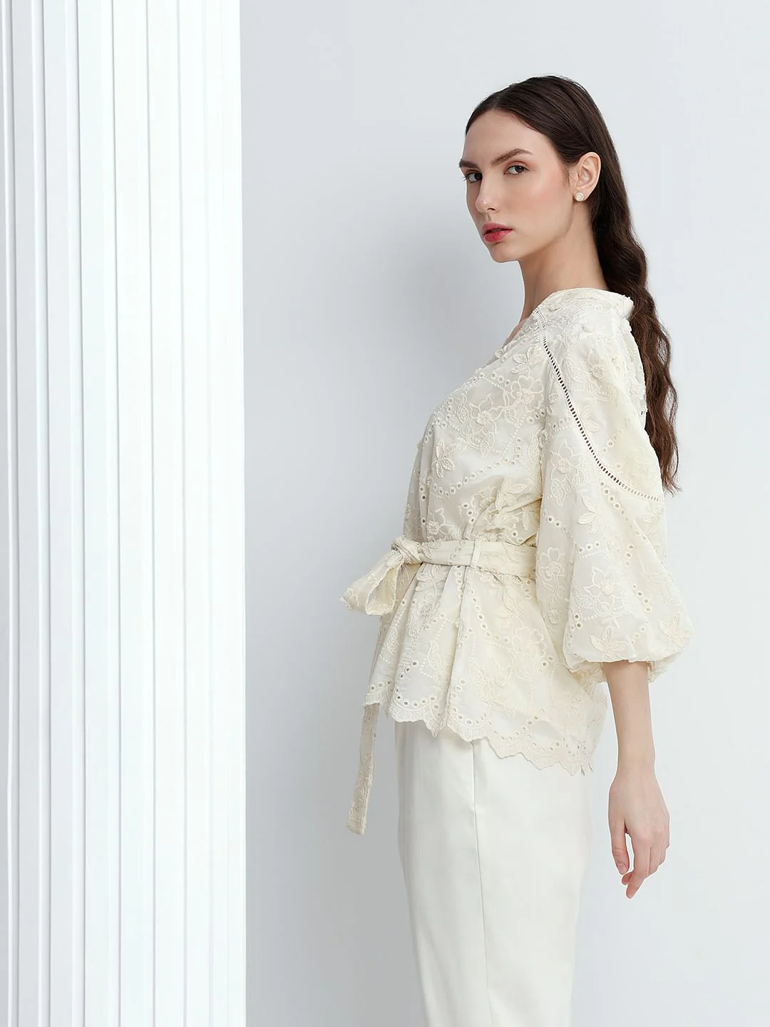 Ecru Embroidered Top - Image 3
