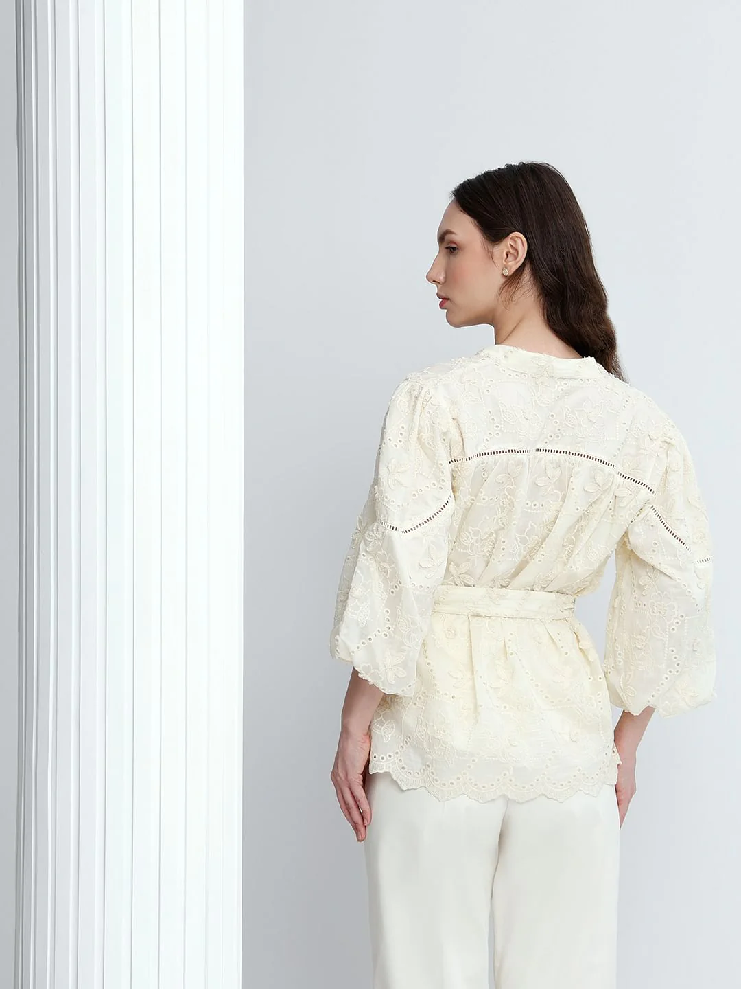 Ecru Embroidered Top - Image 4