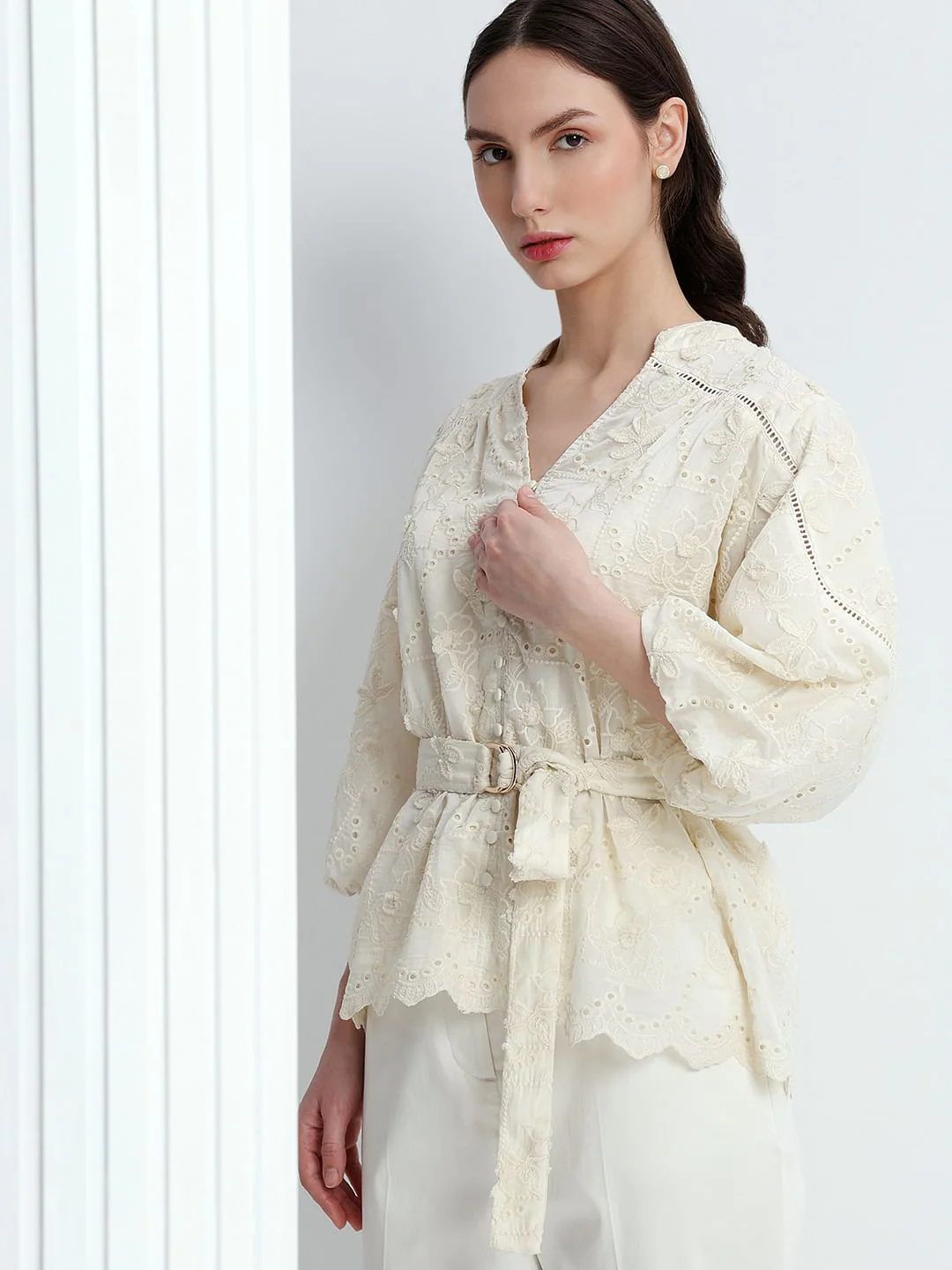 Ecru Embroidered Top - Image 6