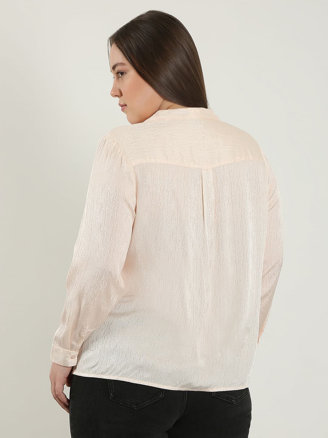 Curve Peach Pink Jacquard Top - Image 4