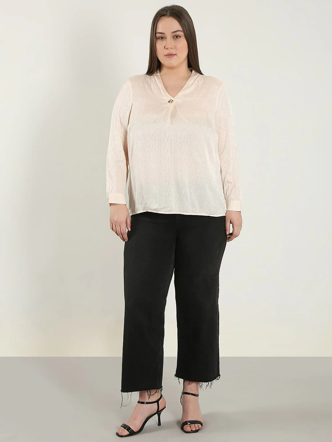 Curve Peach Pink Jacquard Top - Image 5
