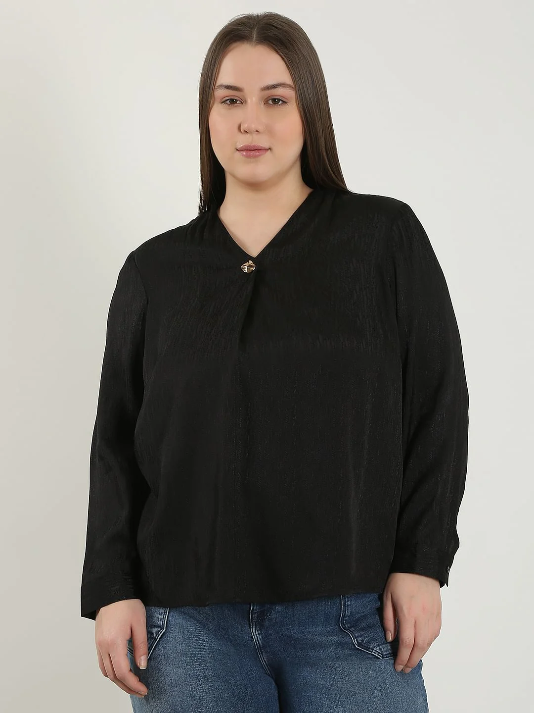 Curve Black Jacquard Top - Image 2