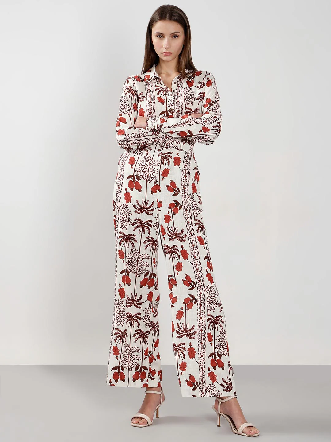 Vero Moda Ecru Printed High Rise Pants - Image 5