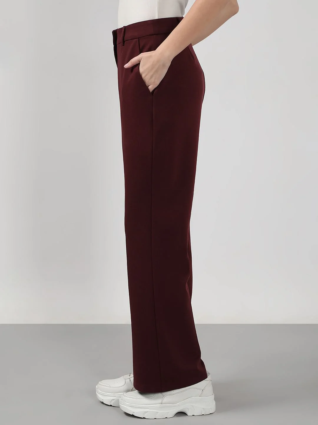 Burgundy Bootcut Pants - Image 3