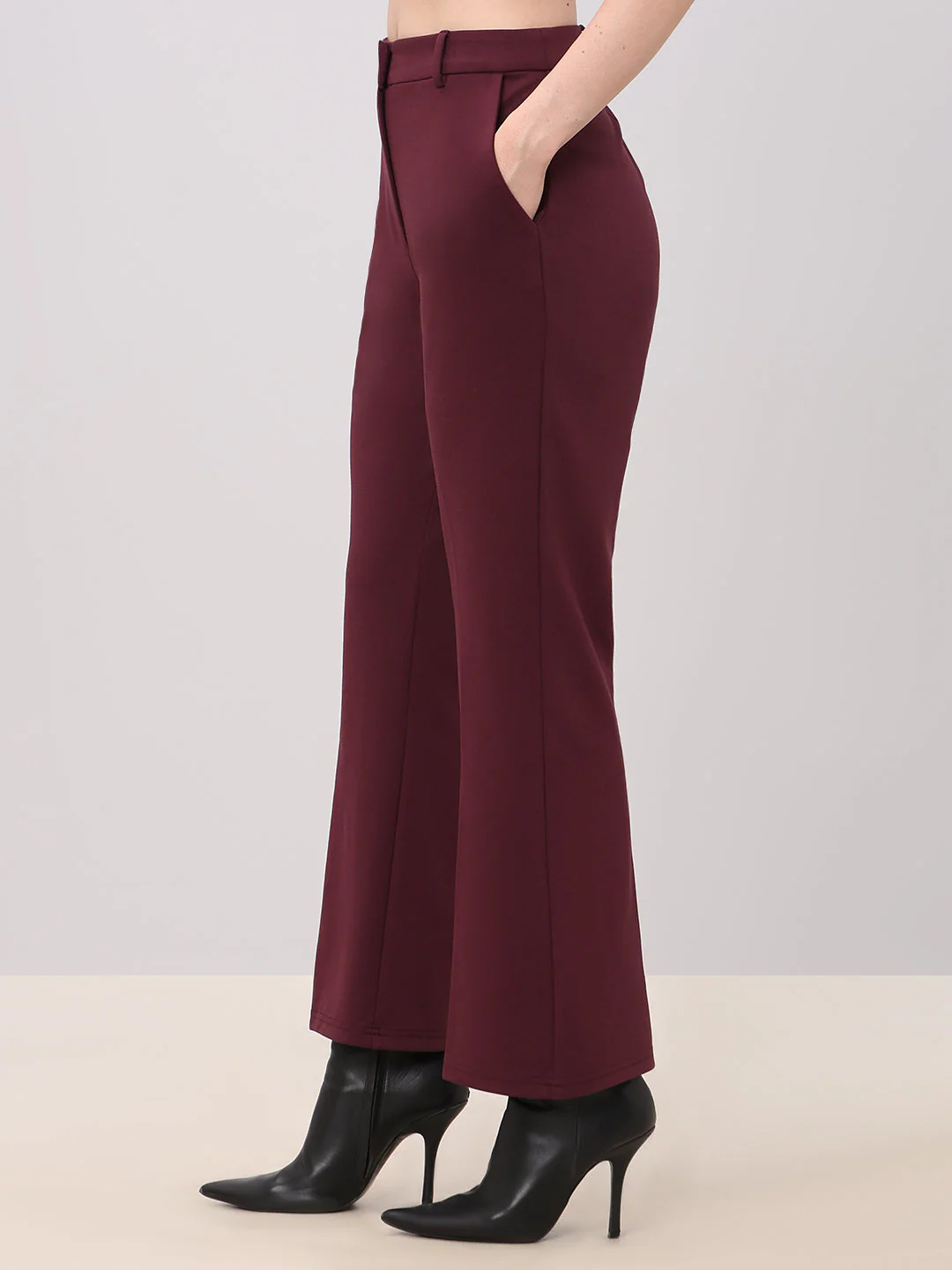 Burgundy Straight Fit Pants - Image 3