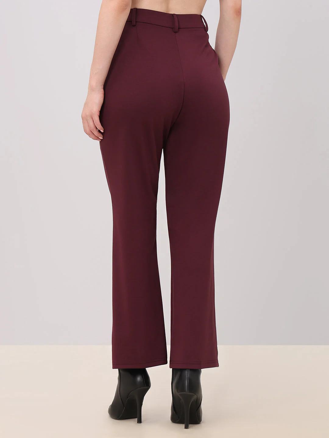 Burgundy Straight Fit Pants - Image 4