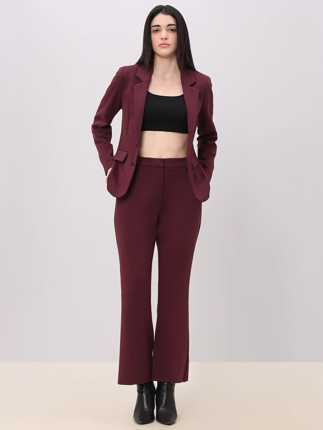 Burgundy Straight Fit Pants - Image 5