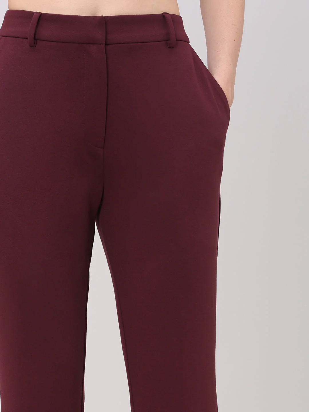 Burgundy Straight Fit Pants - Image 6