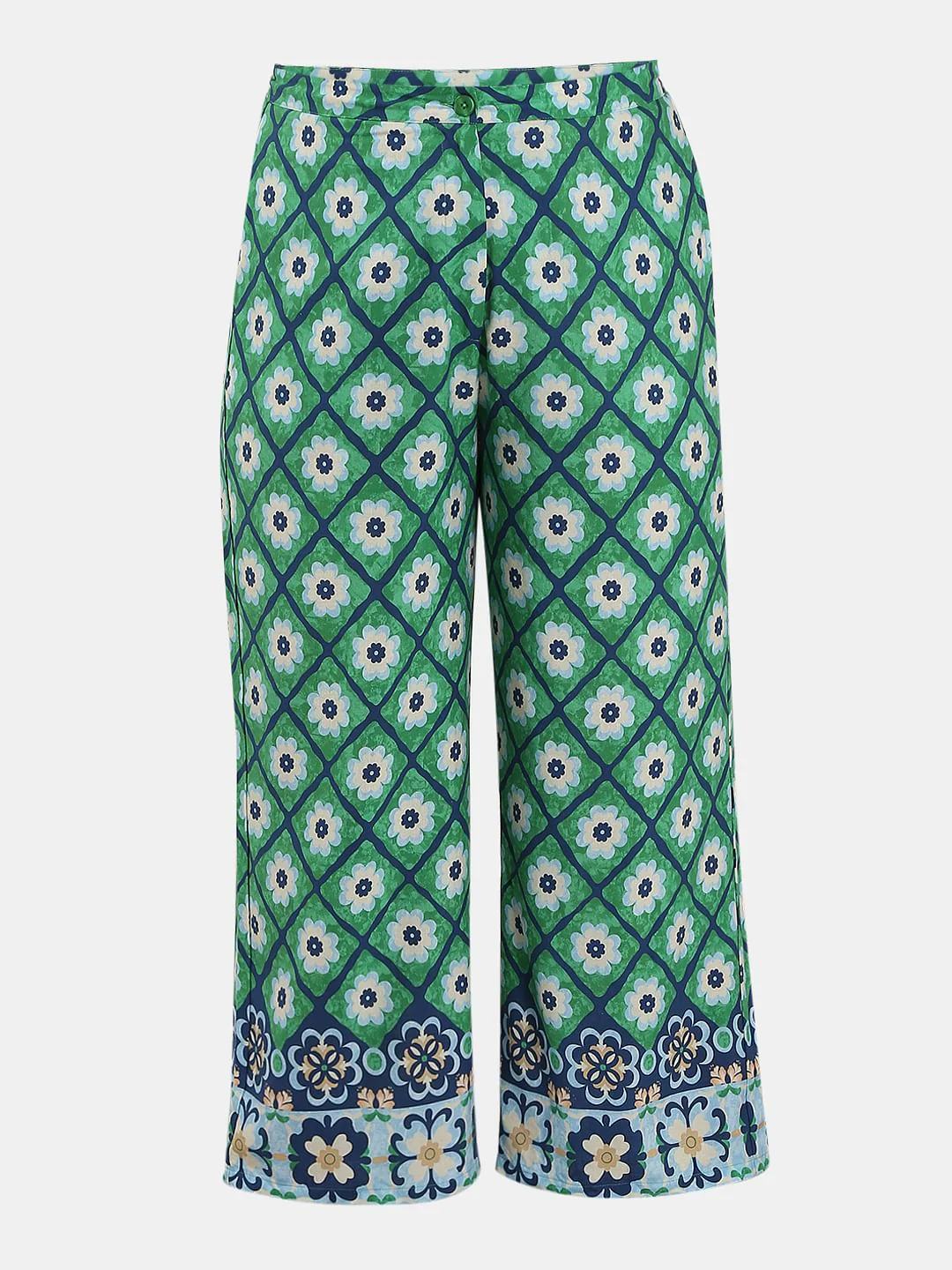 Curve Green Printed Co-Ord Set Pants - Image 7