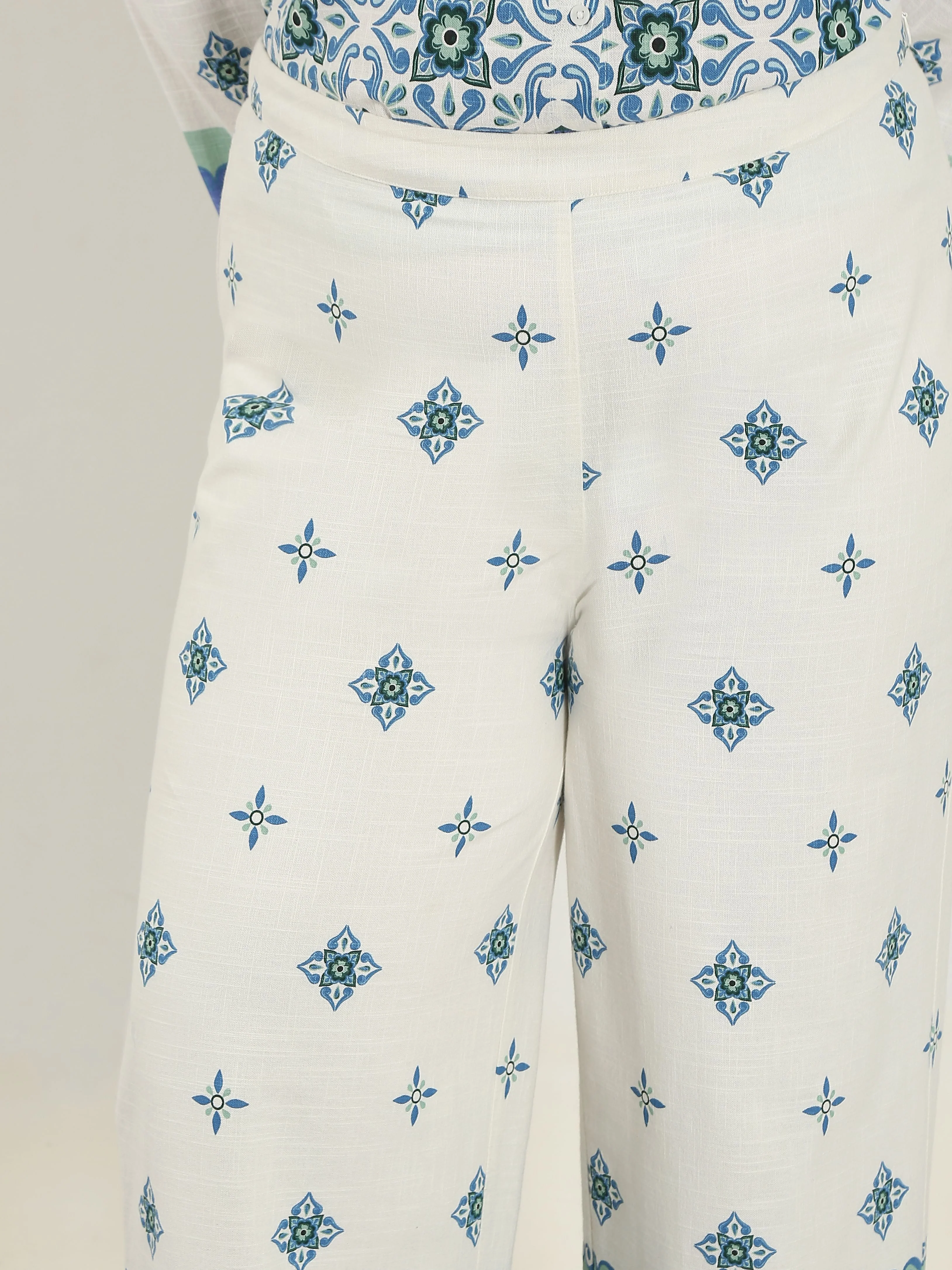 Curve White Printed Co-Ord Set Pants - Image 6