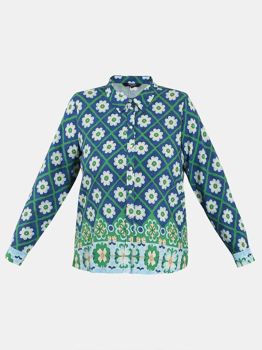 Curve Green Printed Co-Ord Set Shirt - Image 7