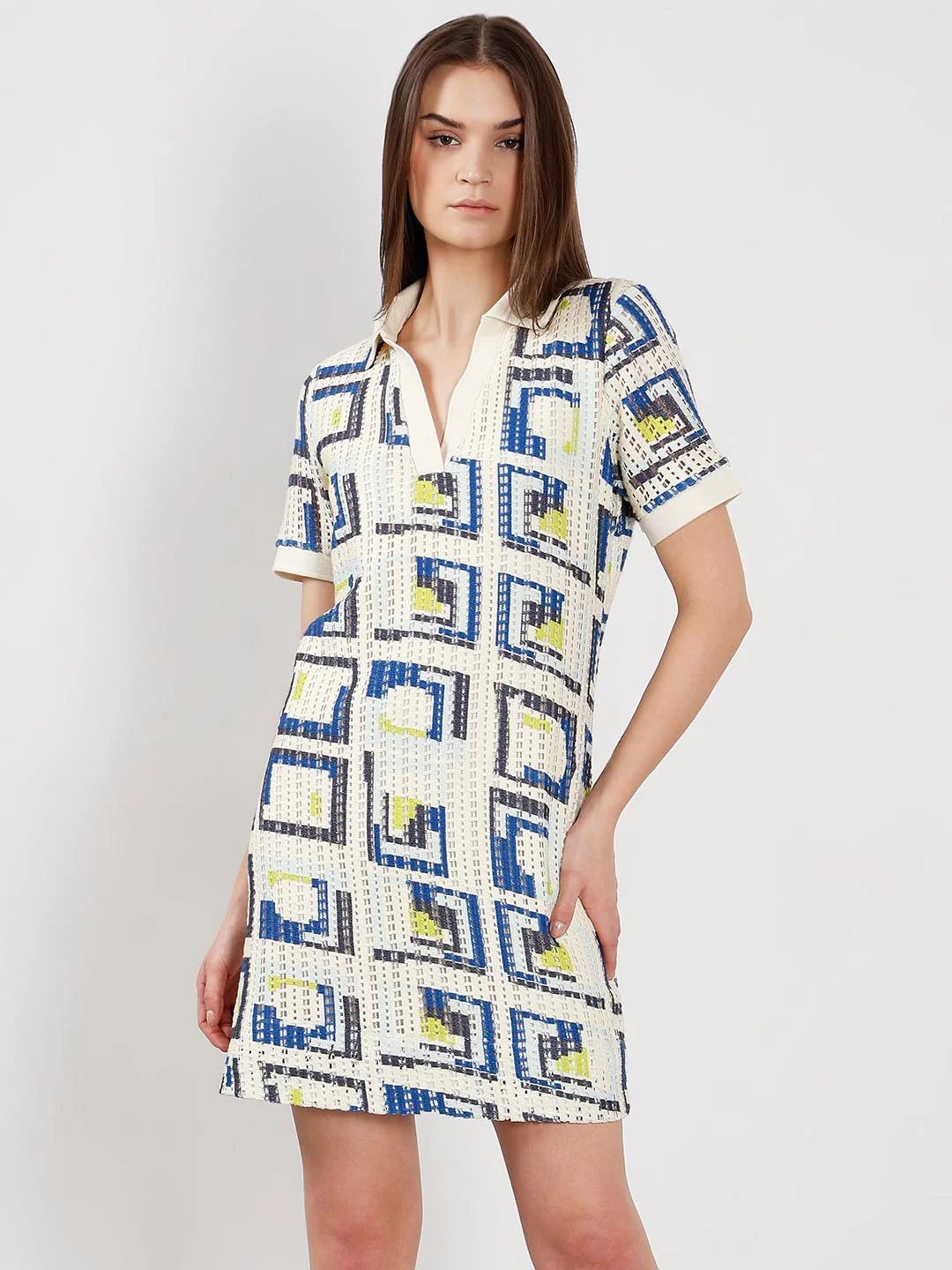 Vero Moda off-White Printed Polo Dress - Image 2