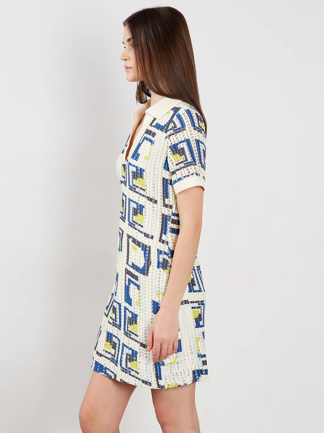 Vero Moda off-White Printed Polo Dress - Image 4