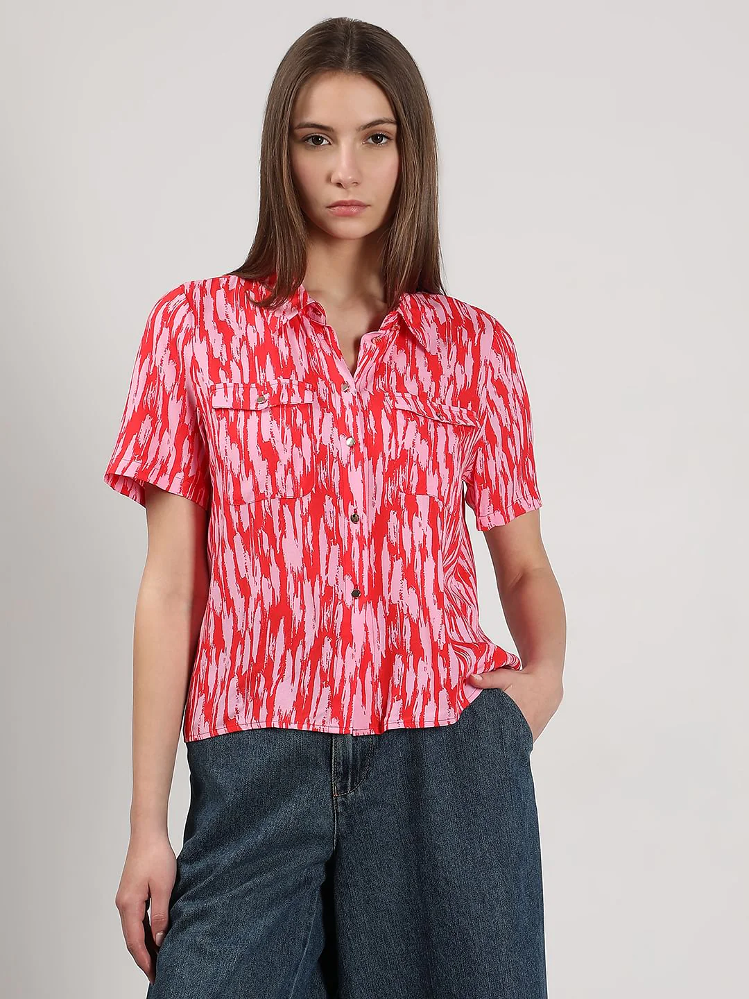 Pink & Red Printed Shirt - Image 2