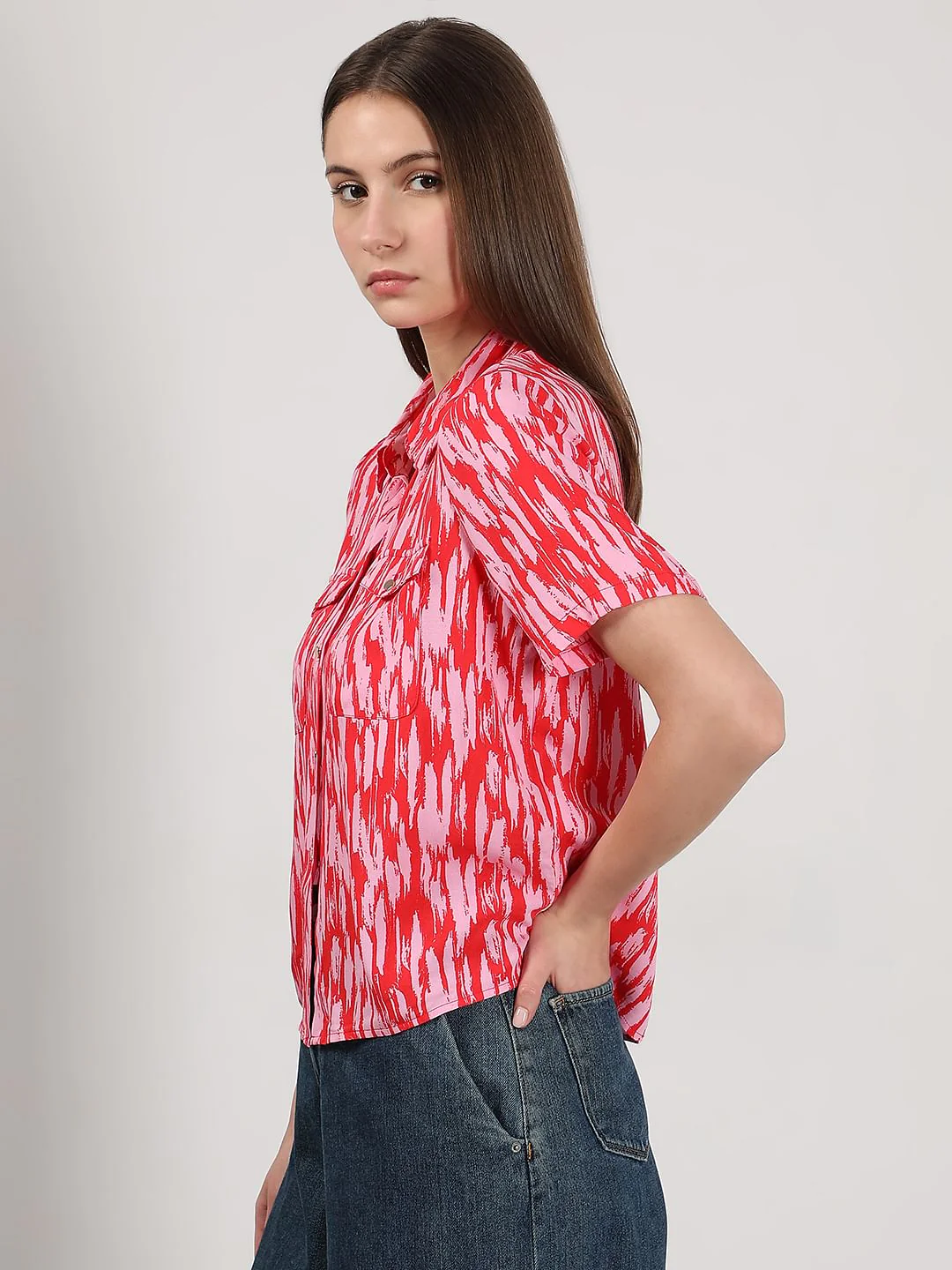 Pink & Red Printed Shirt - Image 3