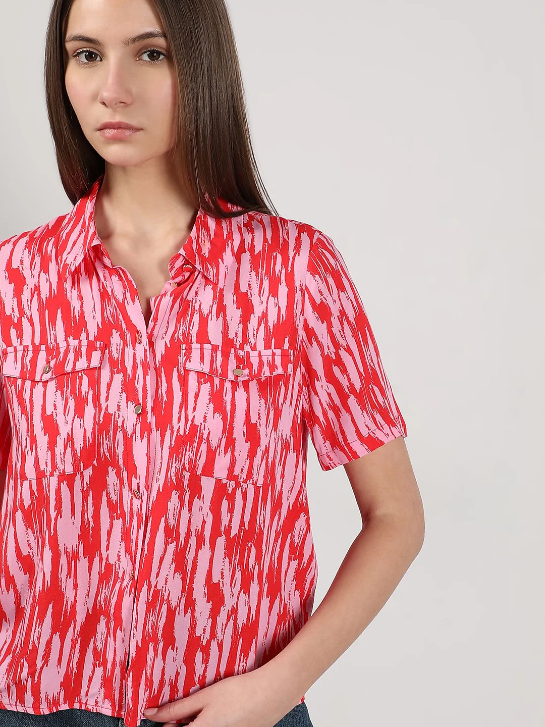 Pink & Red Printed Shirt - Image 6