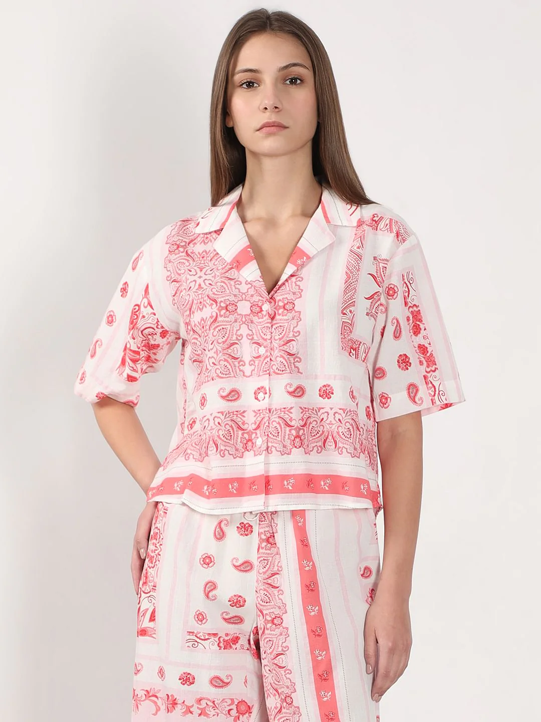 Pink Printed Co-Ord Set Shirt - Image 2