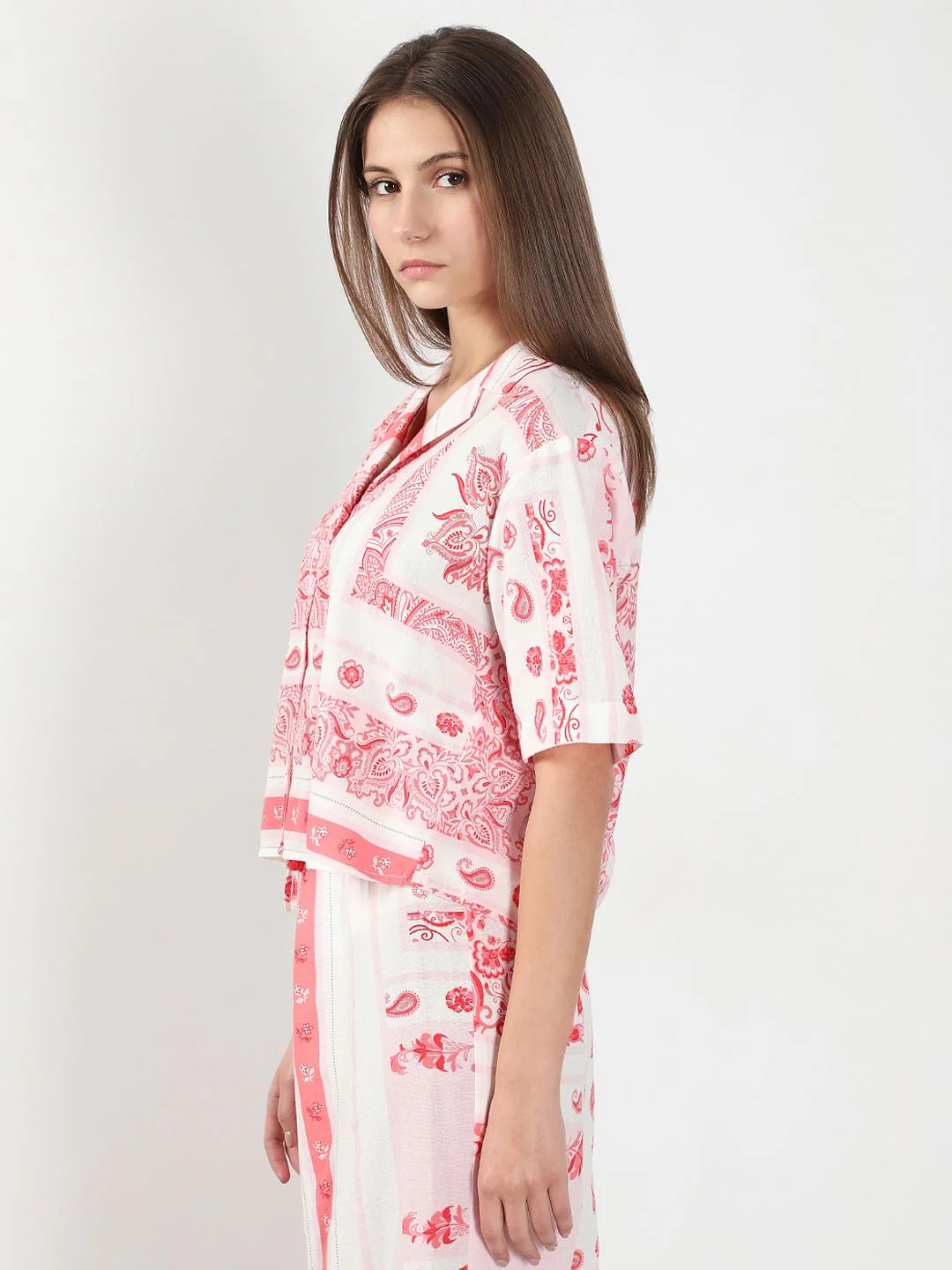 Pink Printed Co-Ord Set Shirt - Image 3