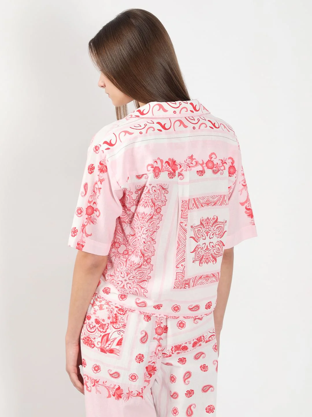 Pink Printed Co-Ord Set Shirt - Image 4