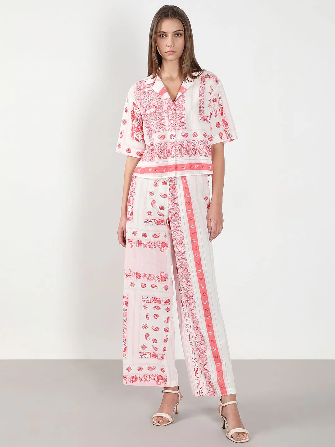 Pink Printed Co-Ord Set Shirt - Image 5
