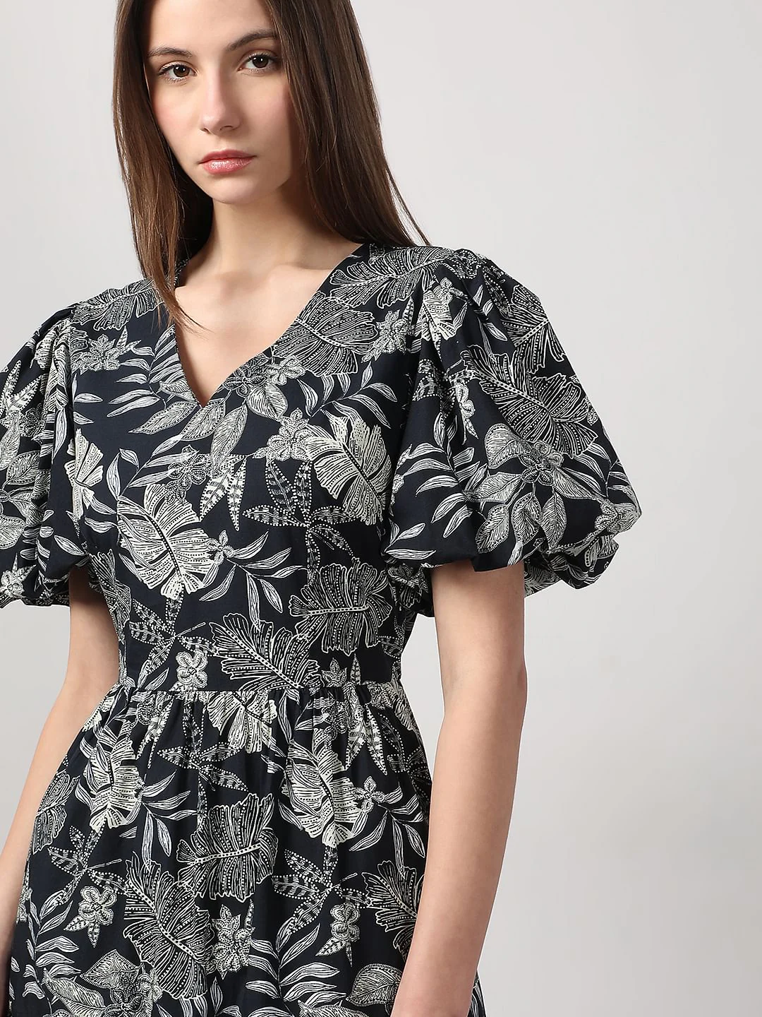 Black Printed Midi Cotton Dress - Image 5