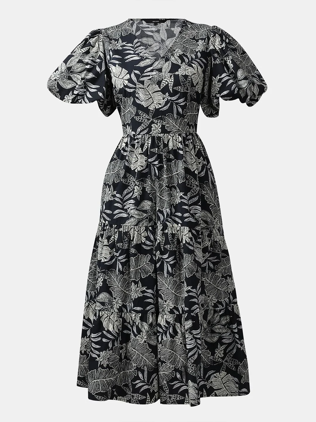 Black Printed Midi Cotton Dress - Image 7