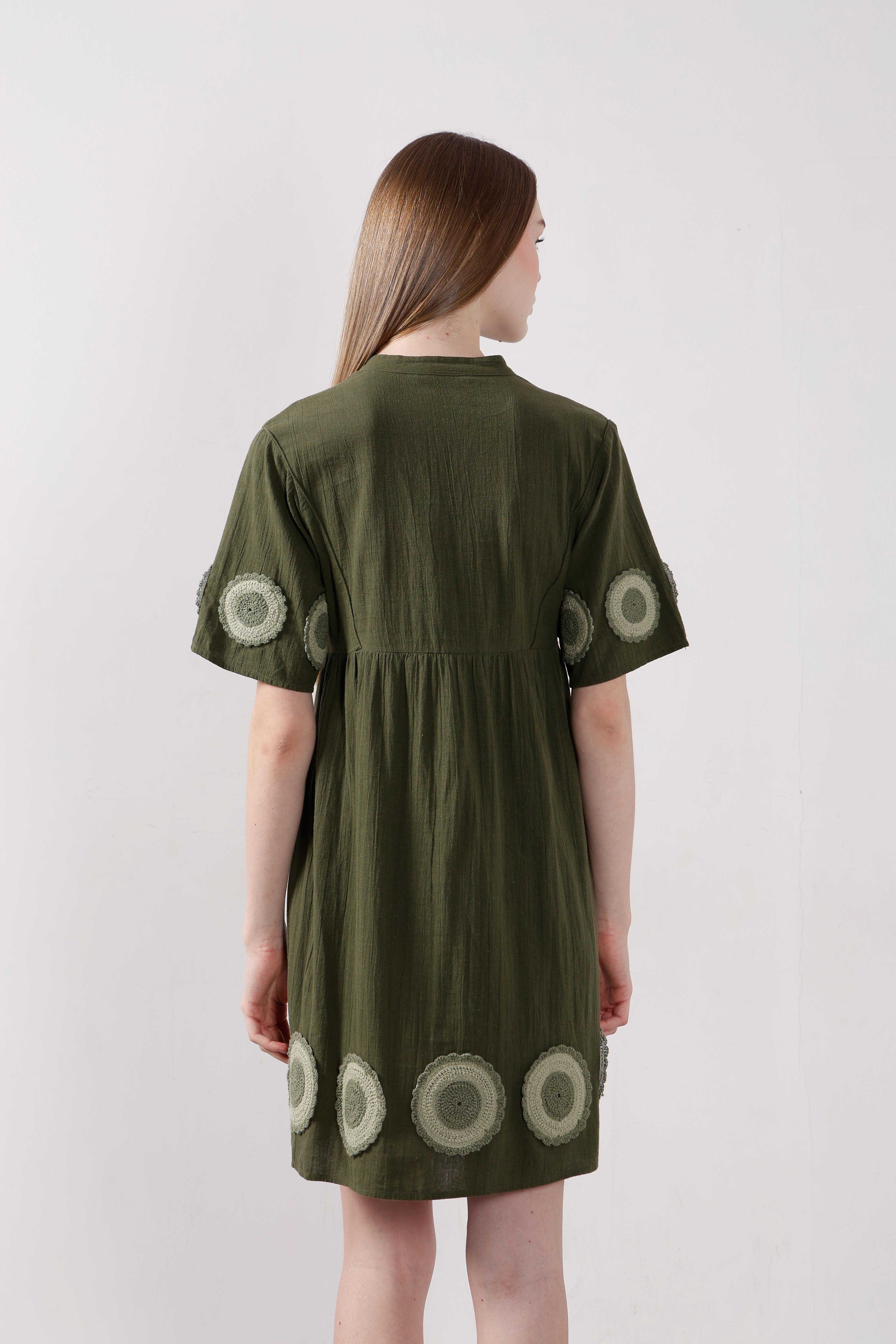 Vero Moda Dark Greem V-Neck Mini Dress - Image 10