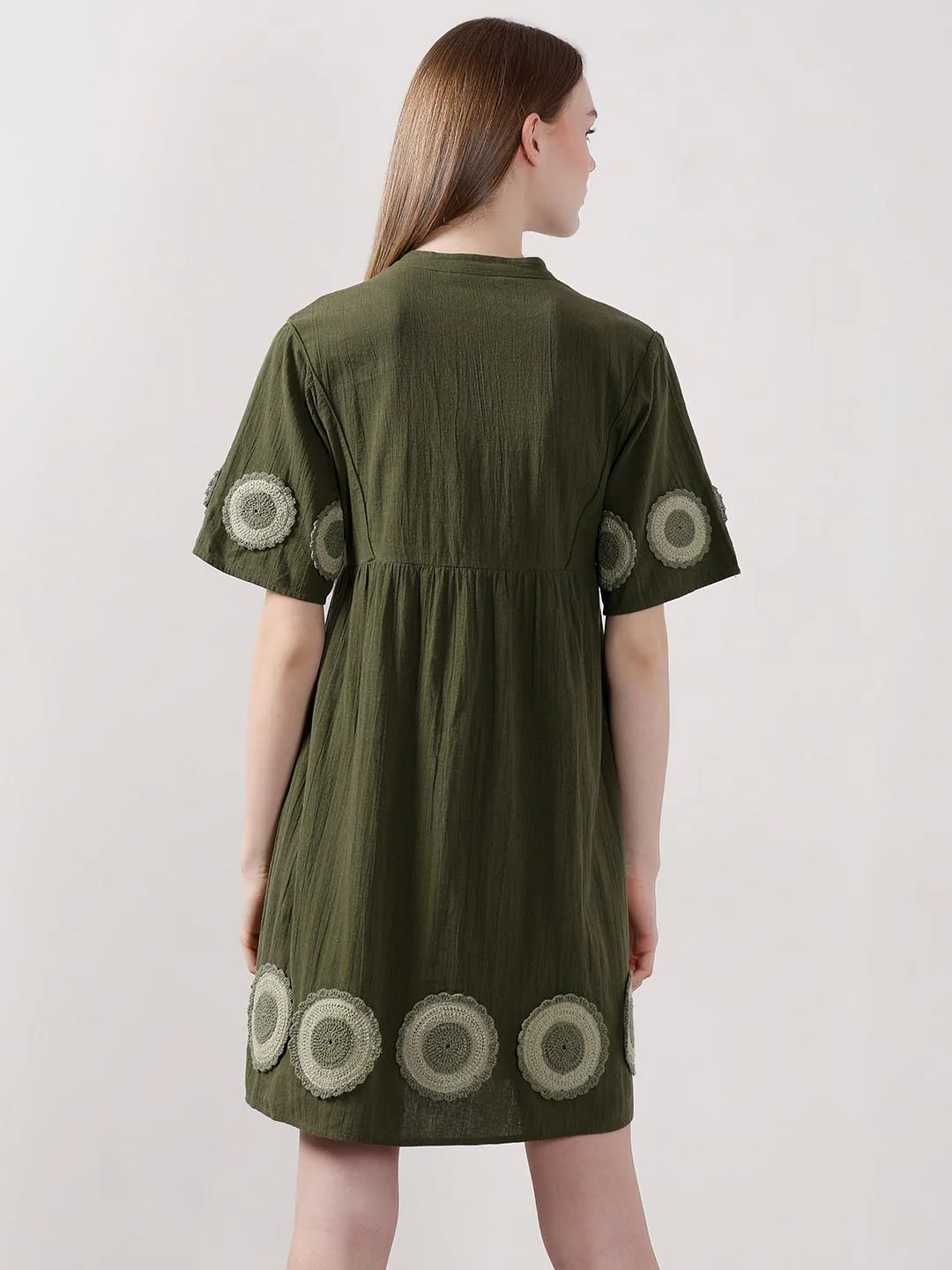 Vero Moda Dark Greem V-Neck Mini Dress - Image 3