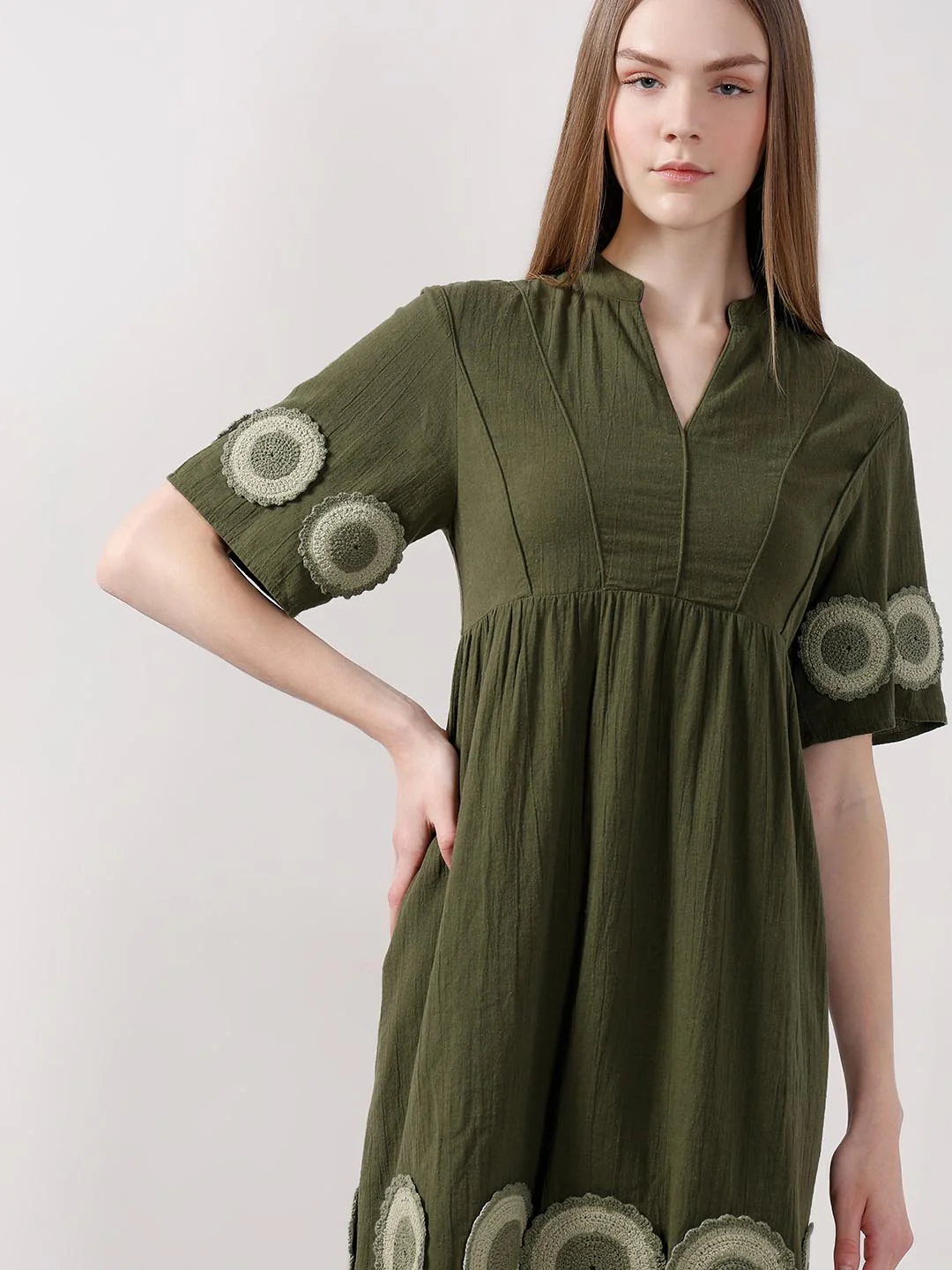 Vero Moda Dark Greem V-Neck Mini Dress - Image 6