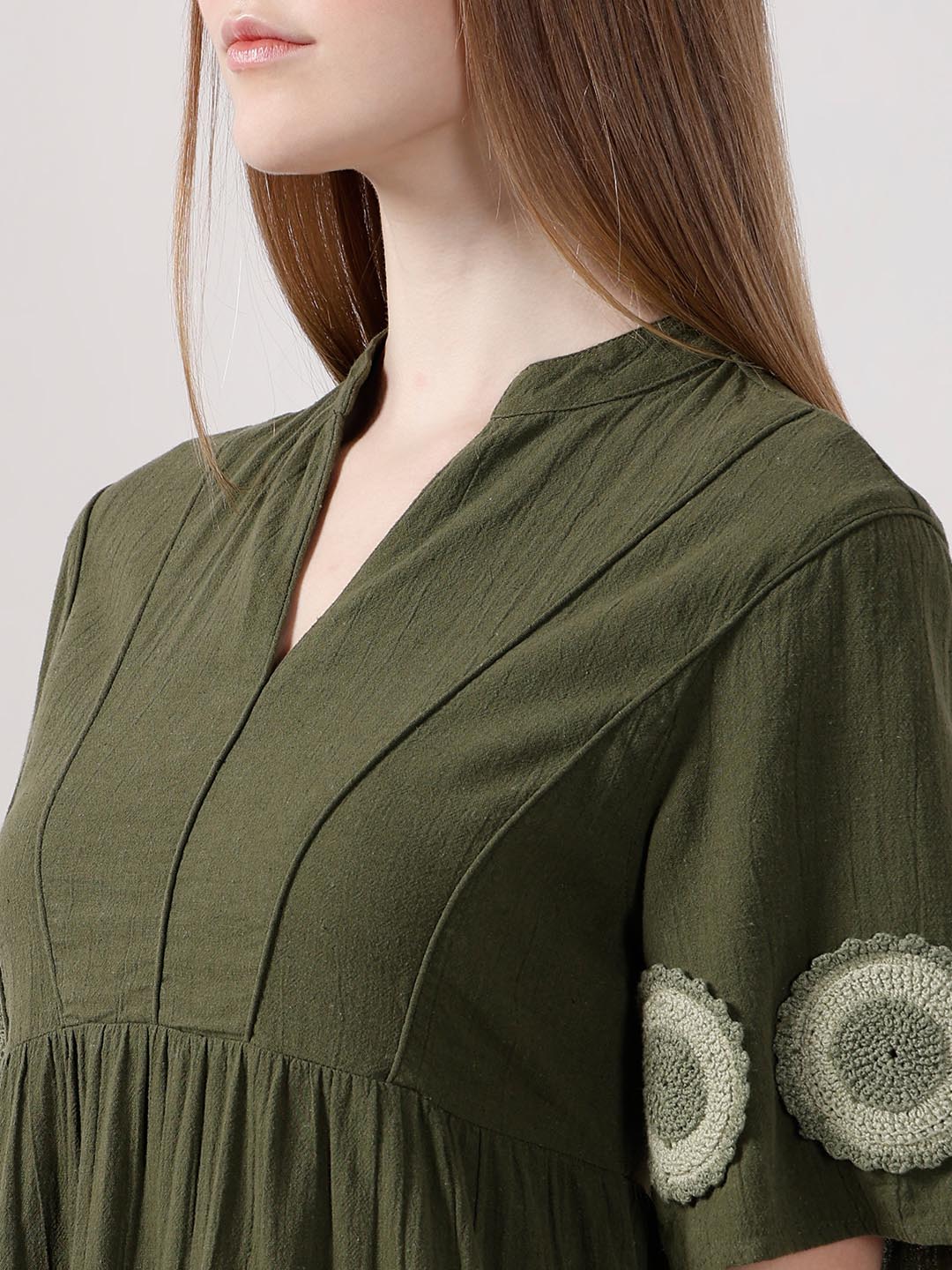 Vero Moda Dark Greem V-Neck Mini Dress - Image 8