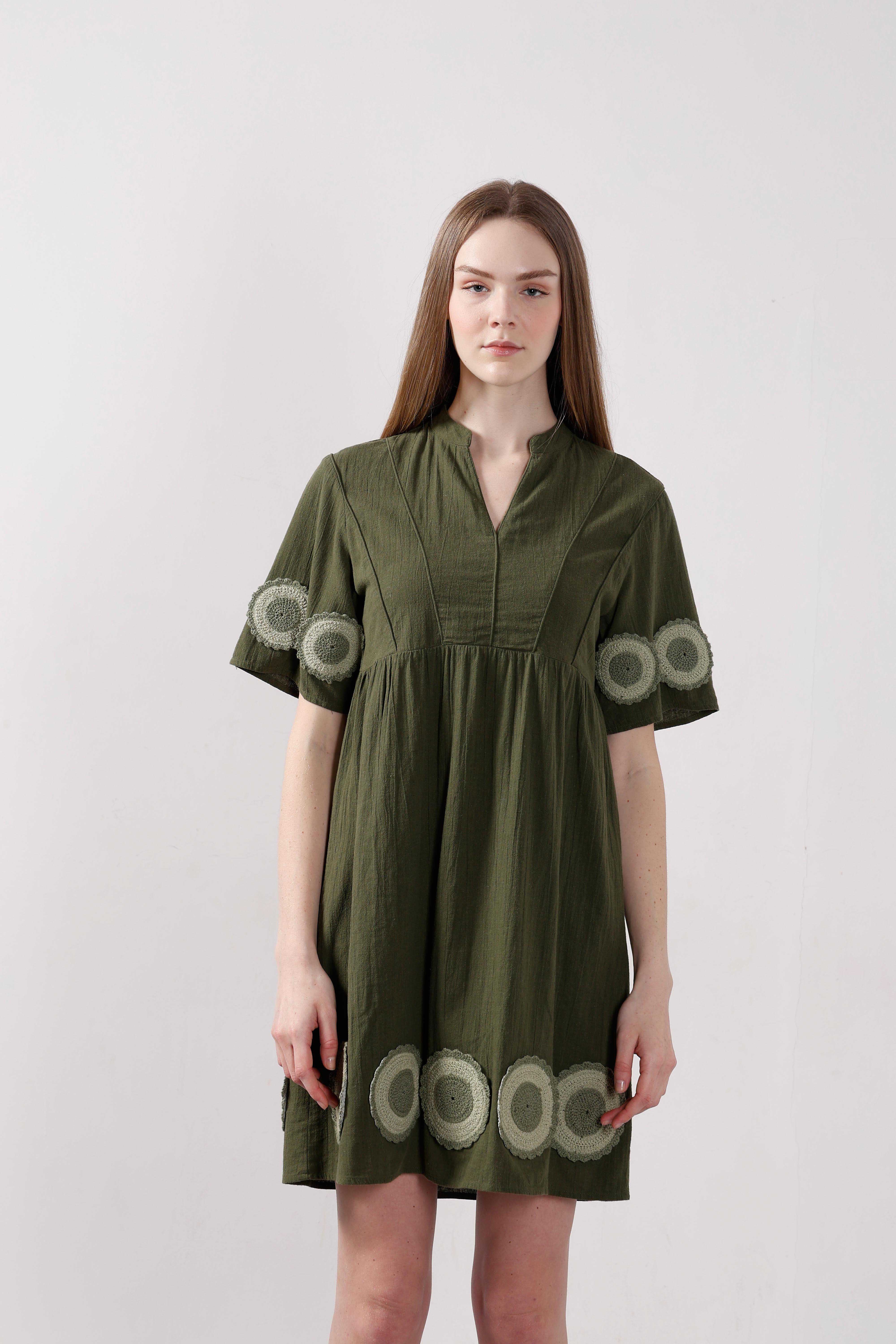 Vero Moda Dark Greem V-Neck Mini Dress - Image 9