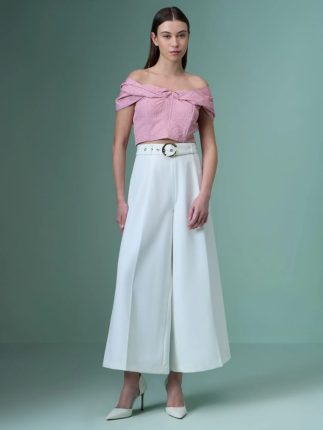 Marquee Pink Off Shoulder Crop Top - Image 5