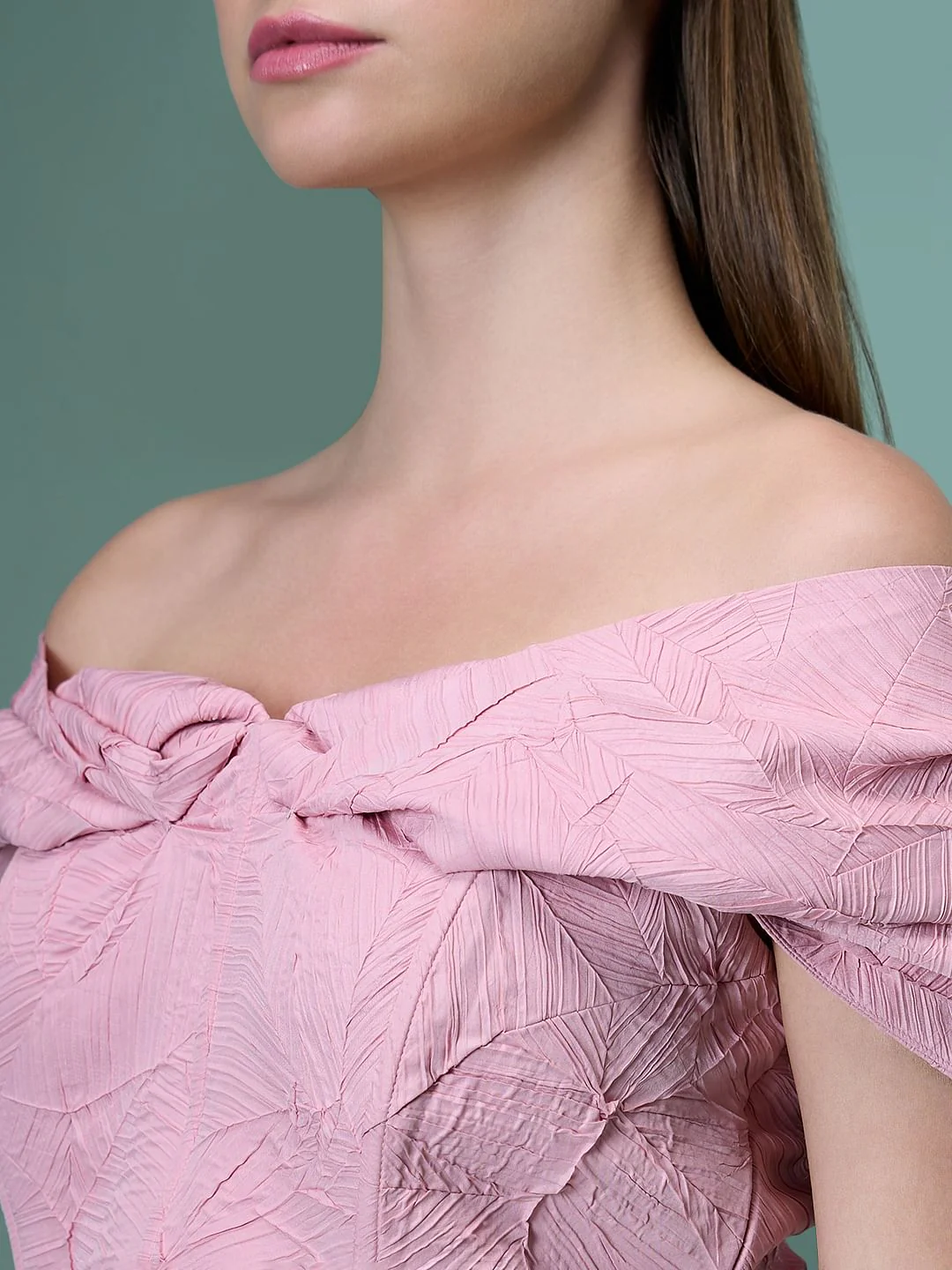 Marquee Pink Off Shoulder Crop Top - Image 8