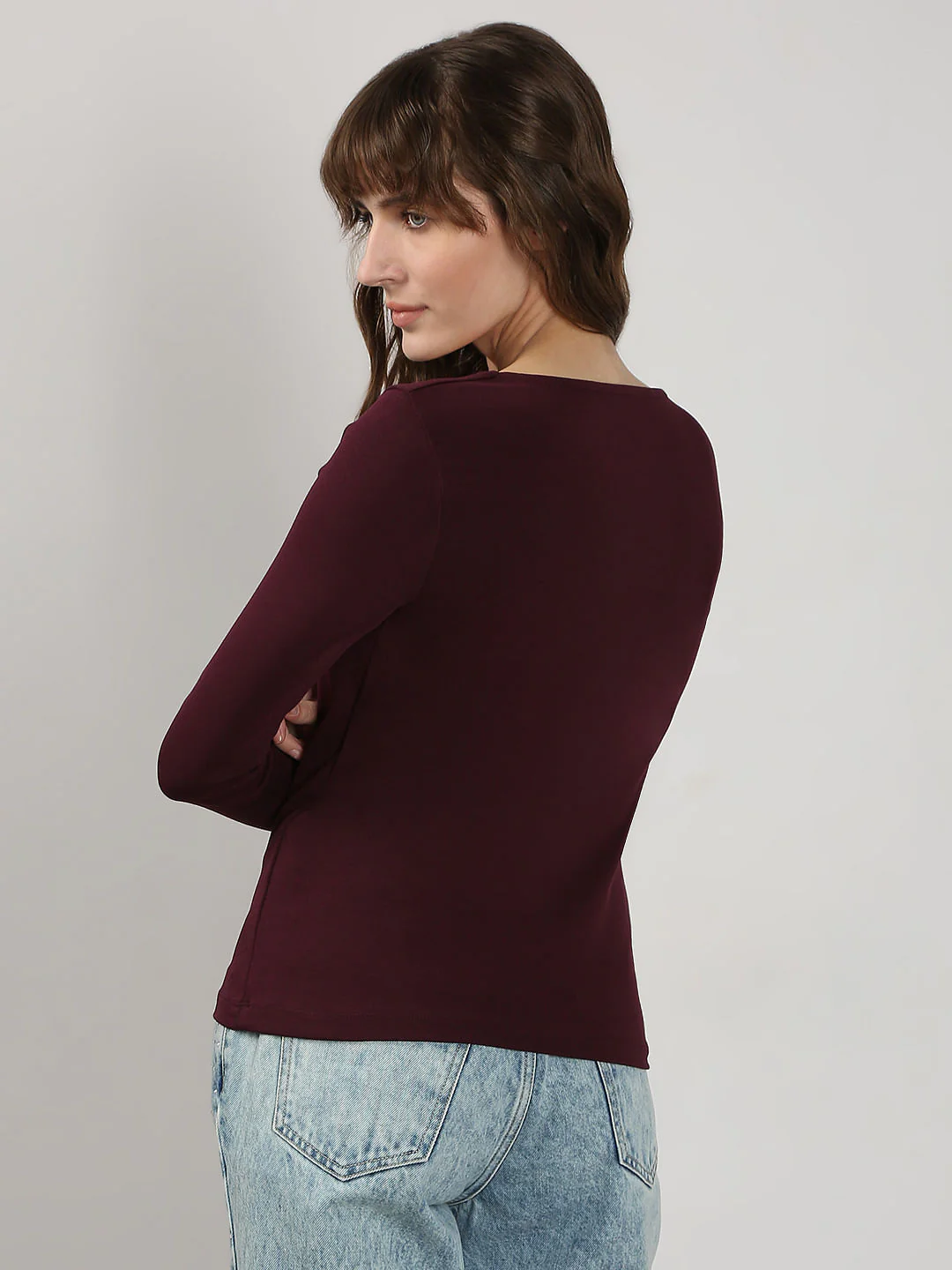 Plum Fitted Square Neck Top - Image 4