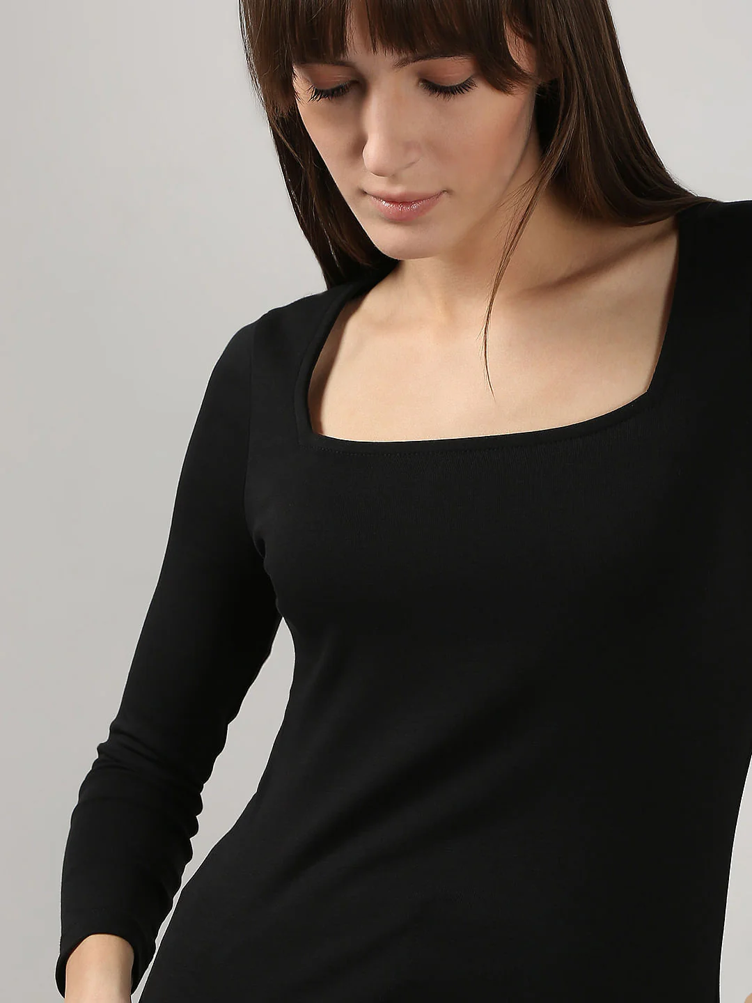 Black Fitted Square Neck Top - Image 6