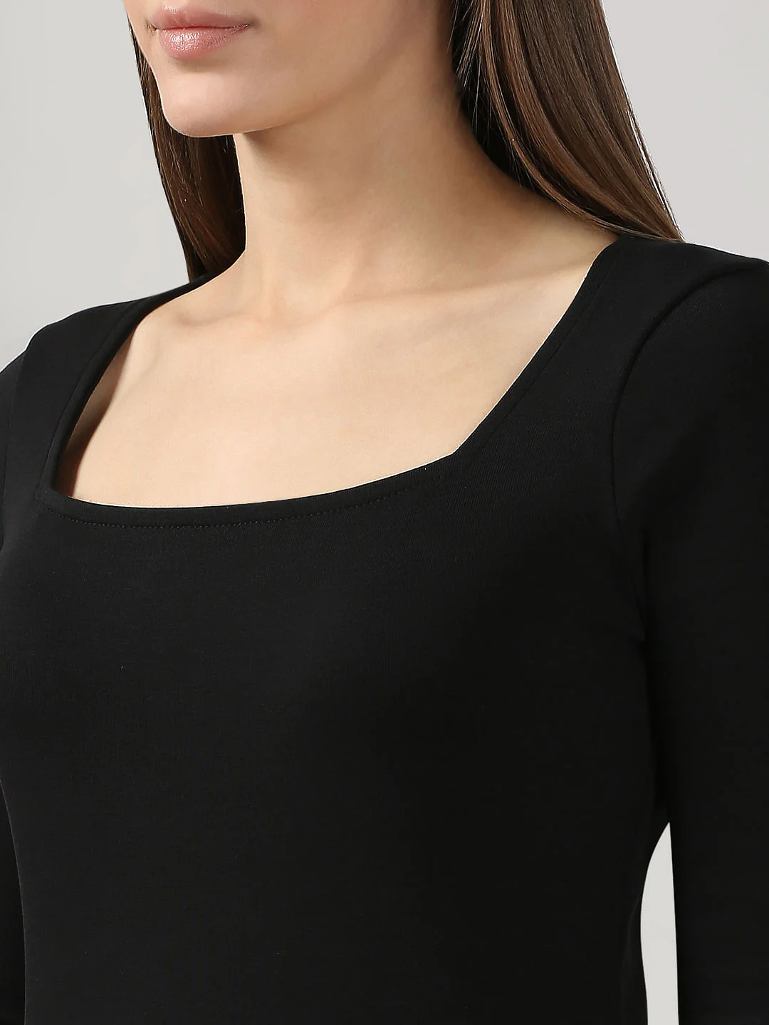 Black Fitted Square Neck Top - Image 8