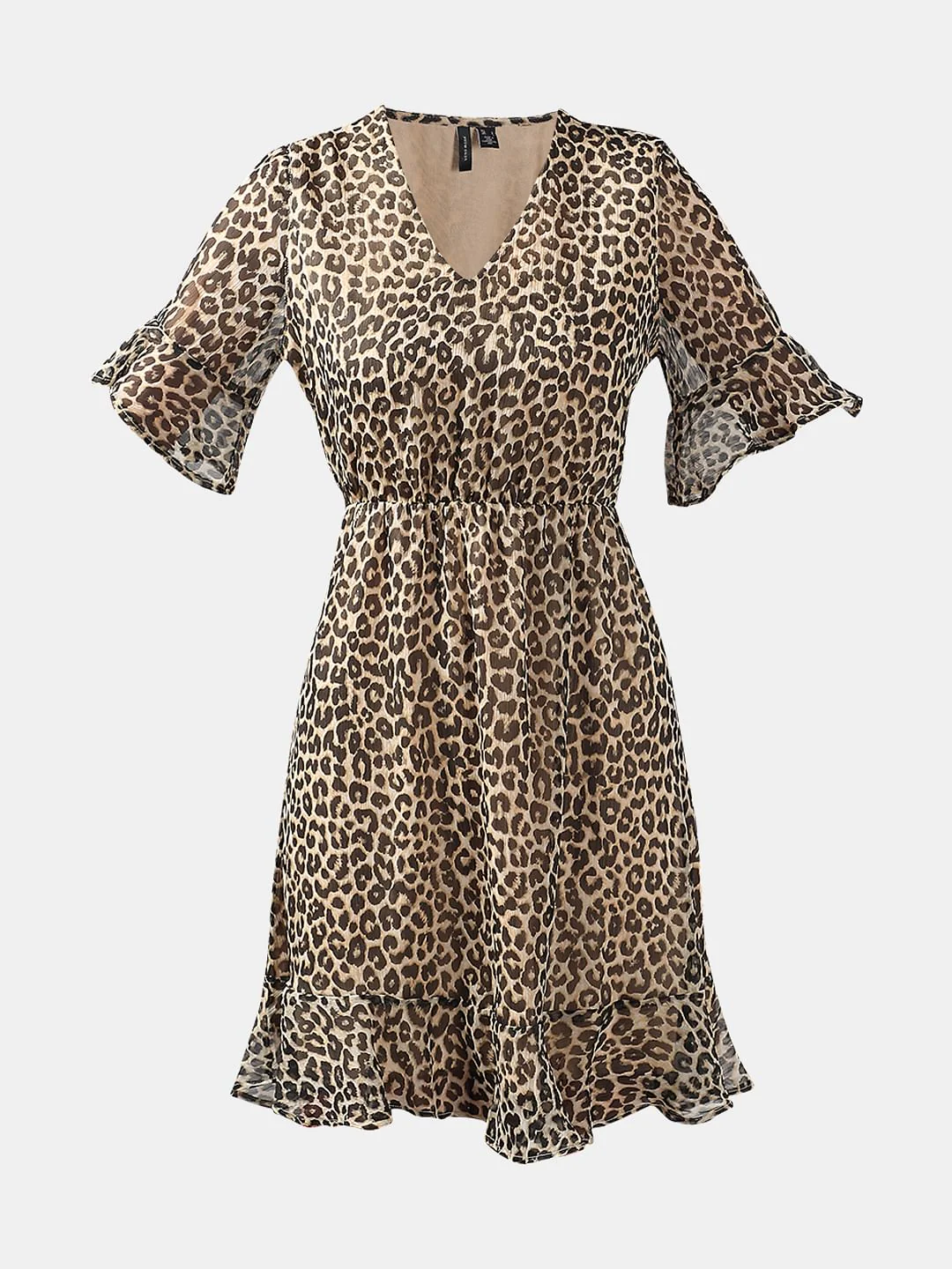 Beige Animal Print Fit & Flare Dress - Image 7