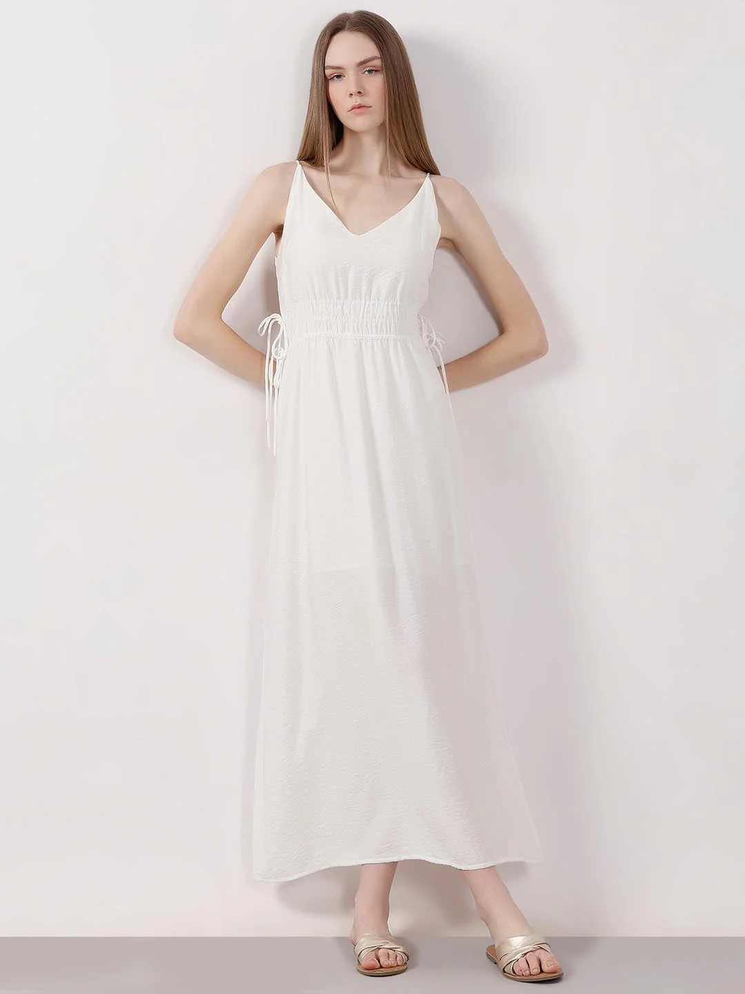 Vero Moda White V Neck Strappy Dress - Image 2