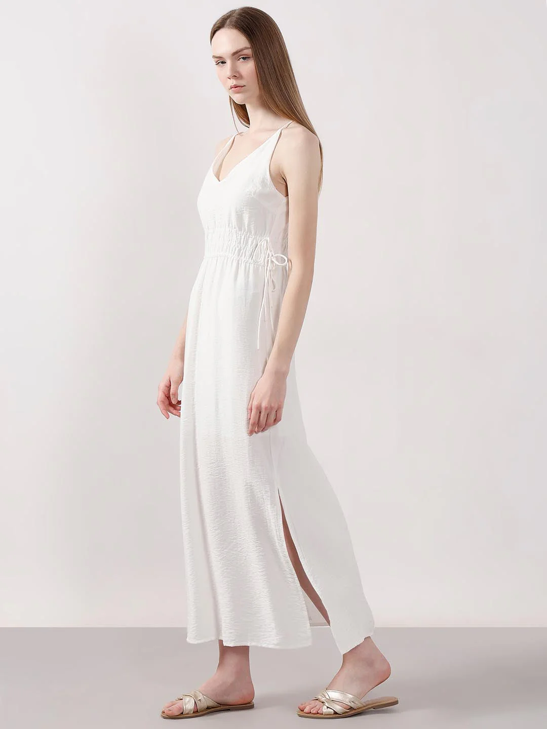 Vero Moda White V Neck Strappy Dress - Image 3