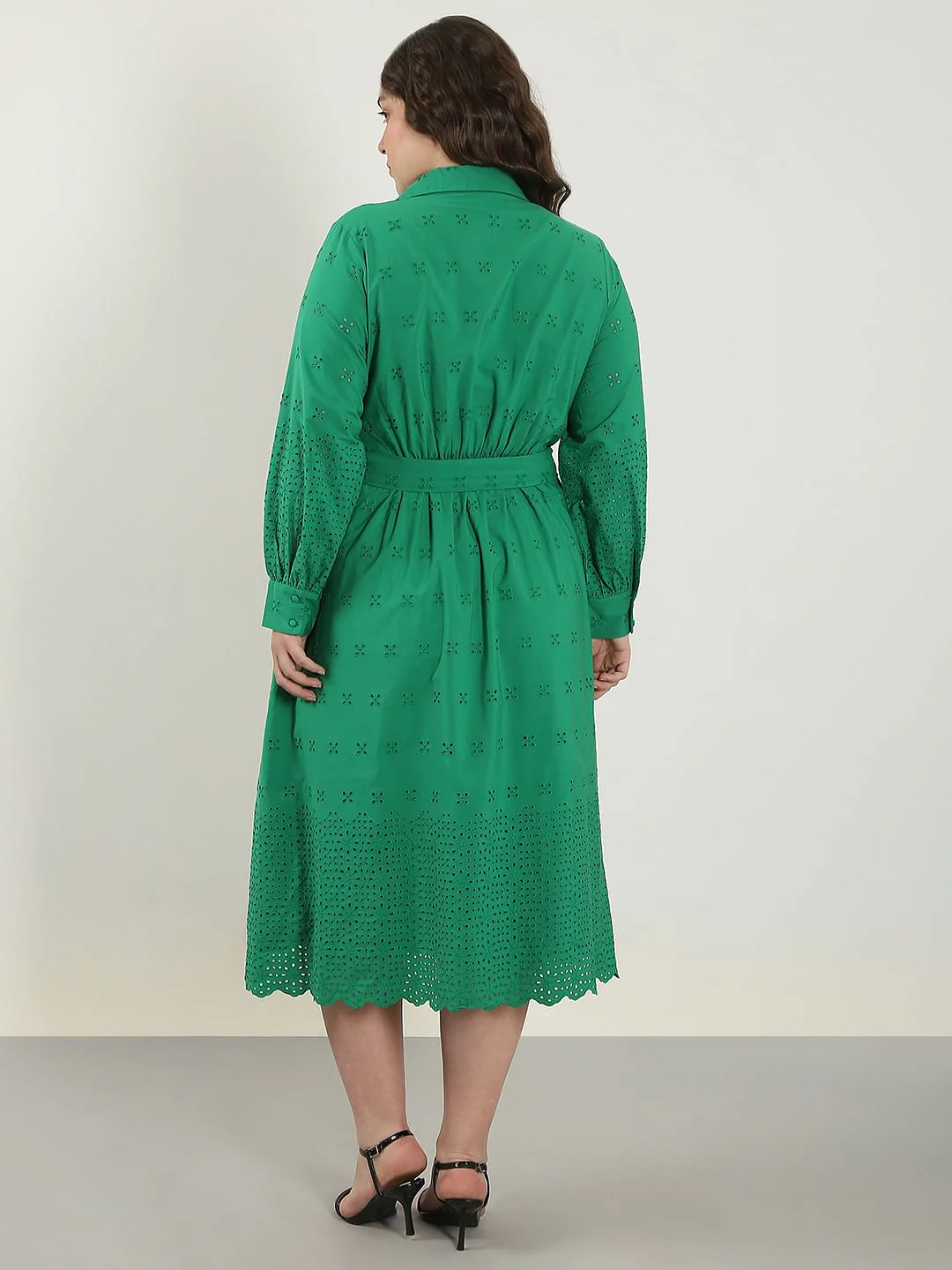 Curve Green Schiffli Shirt Dress - Image 4