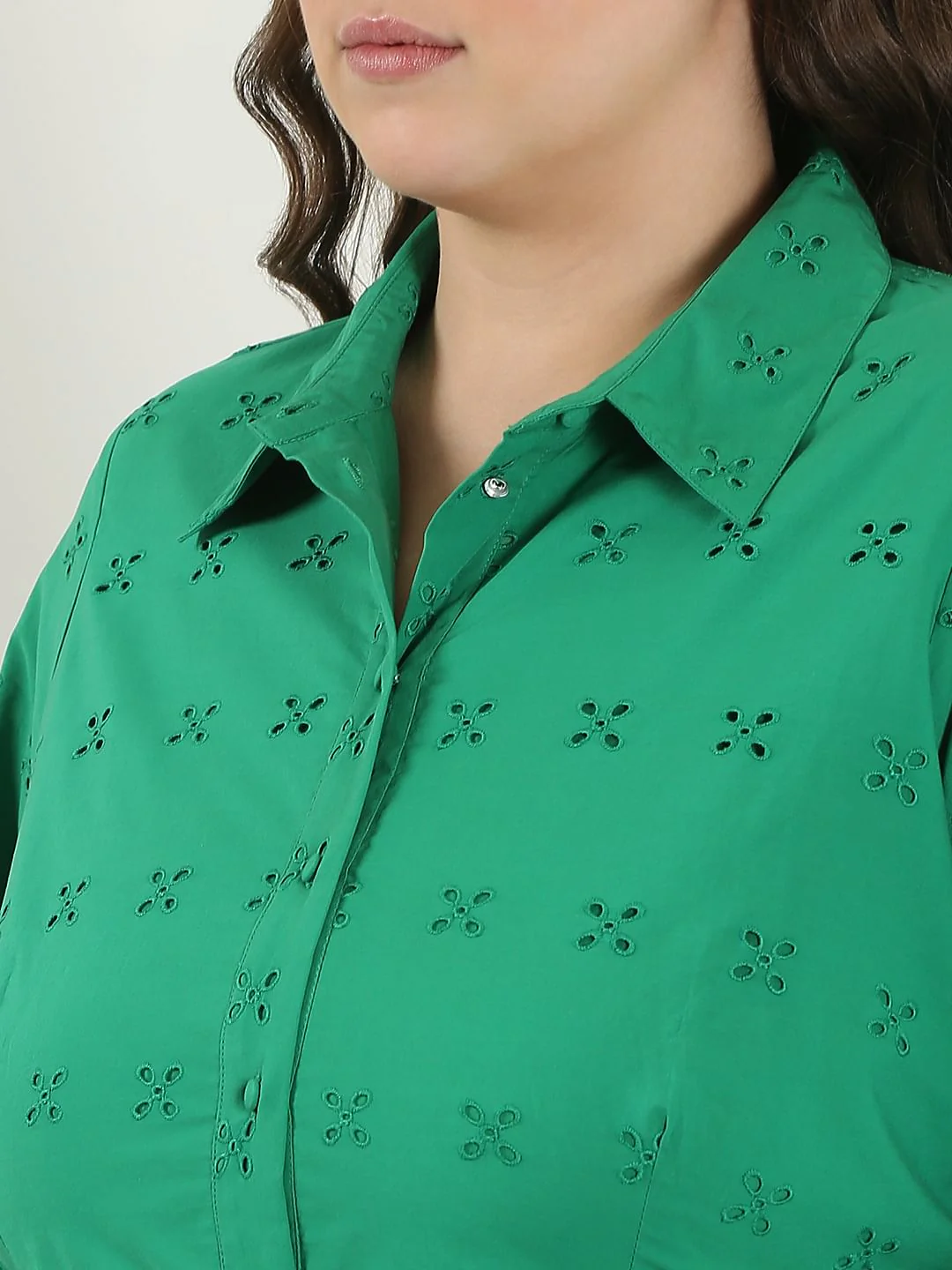Curve Green Schiffli Shirt Dress - Image 6