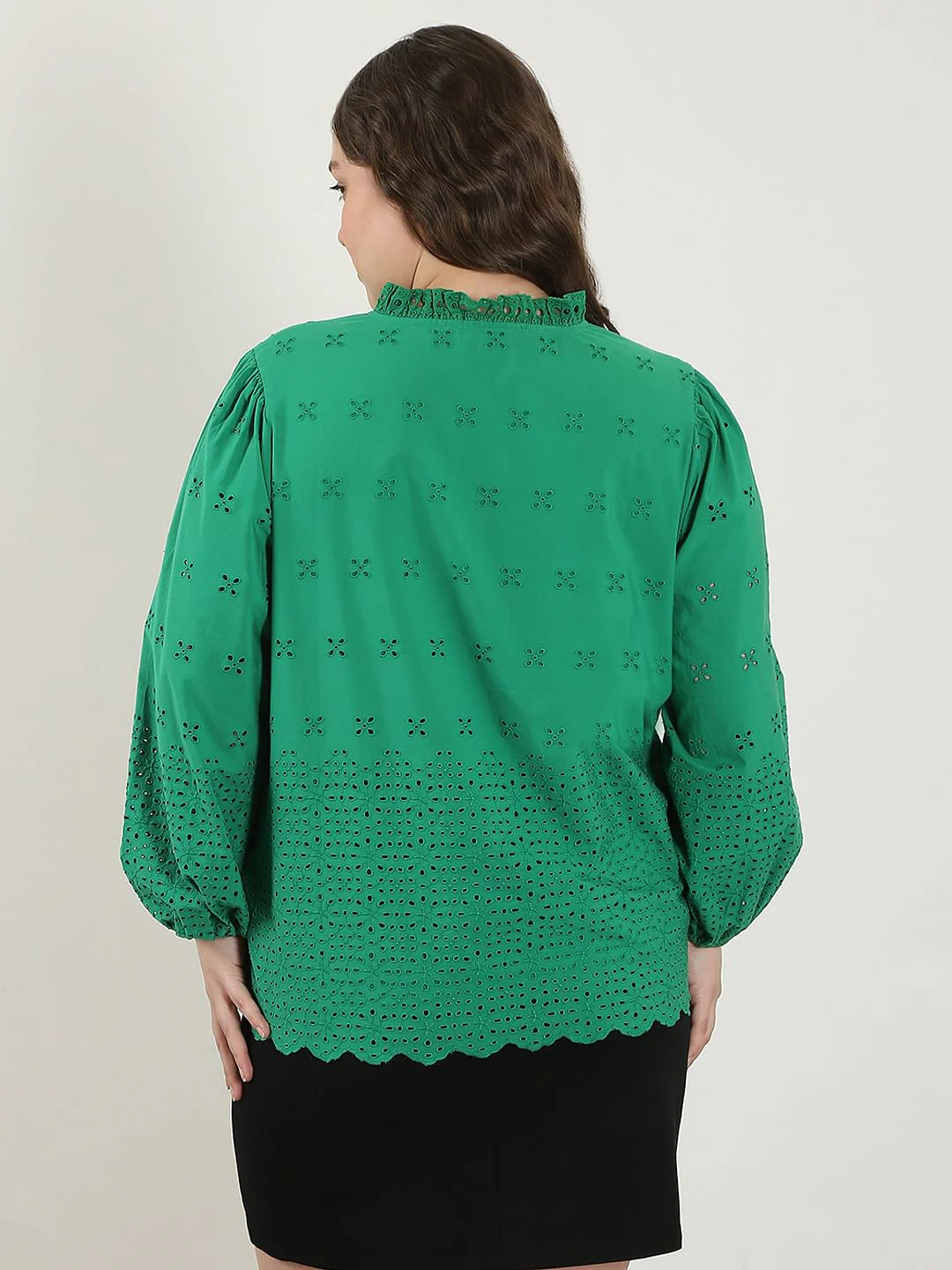 Curve Green Schiffli Cotton Top - Image 4