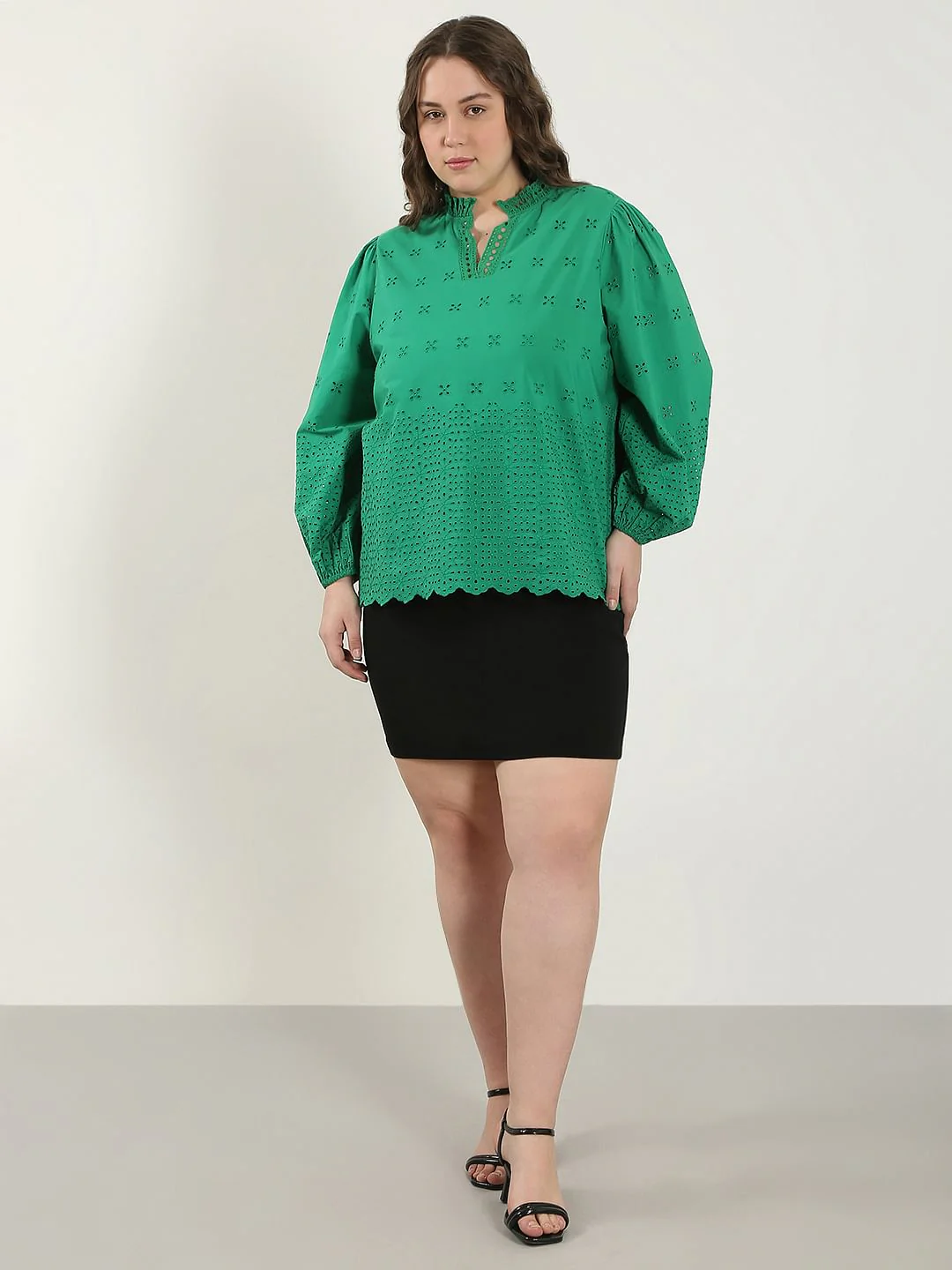 Curve Green Schiffli Cotton Top - Image 5