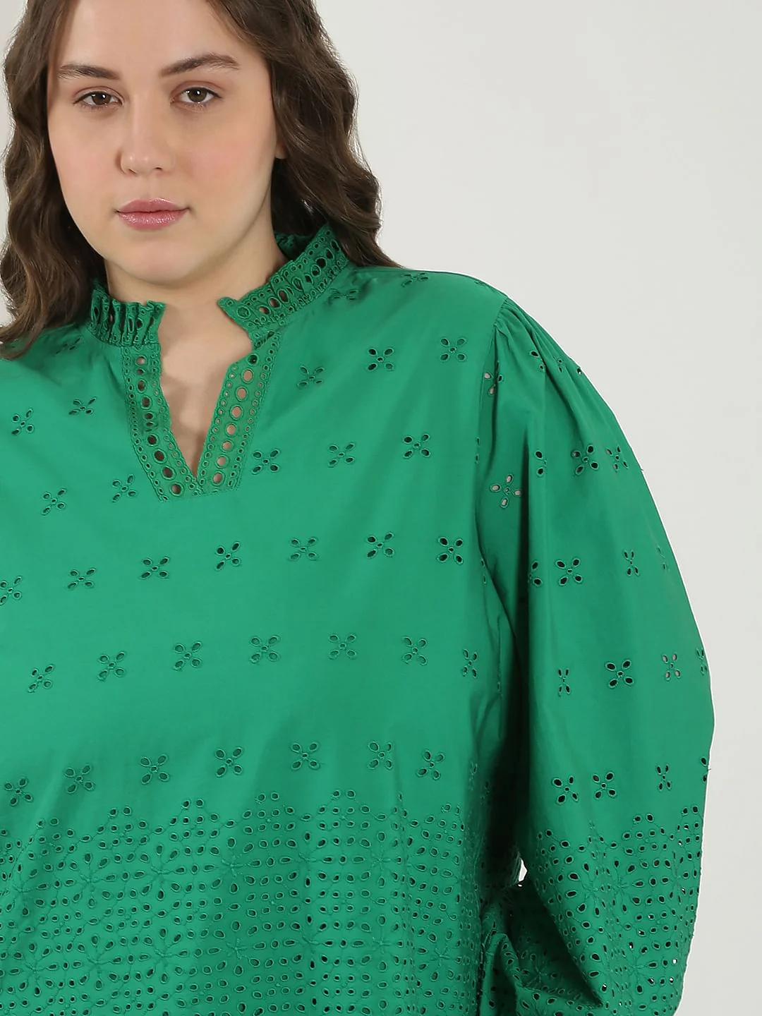 Curve Green Schiffli Cotton Top - Image 6
