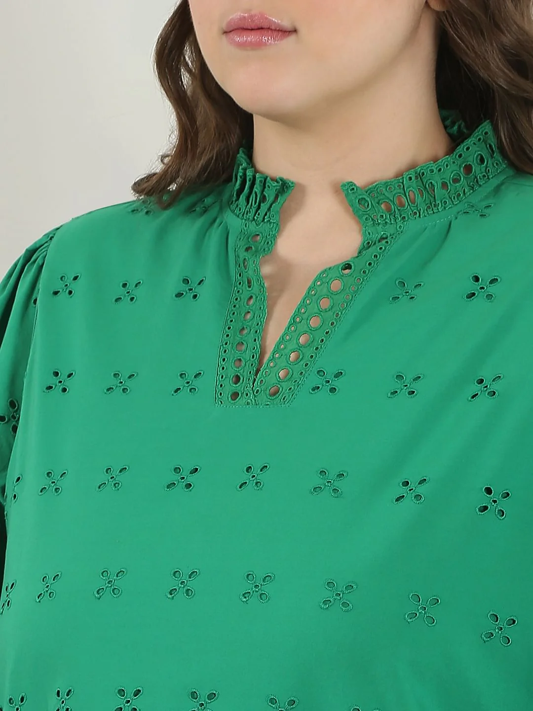 Curve Green Schiffli Cotton Top - Image 8