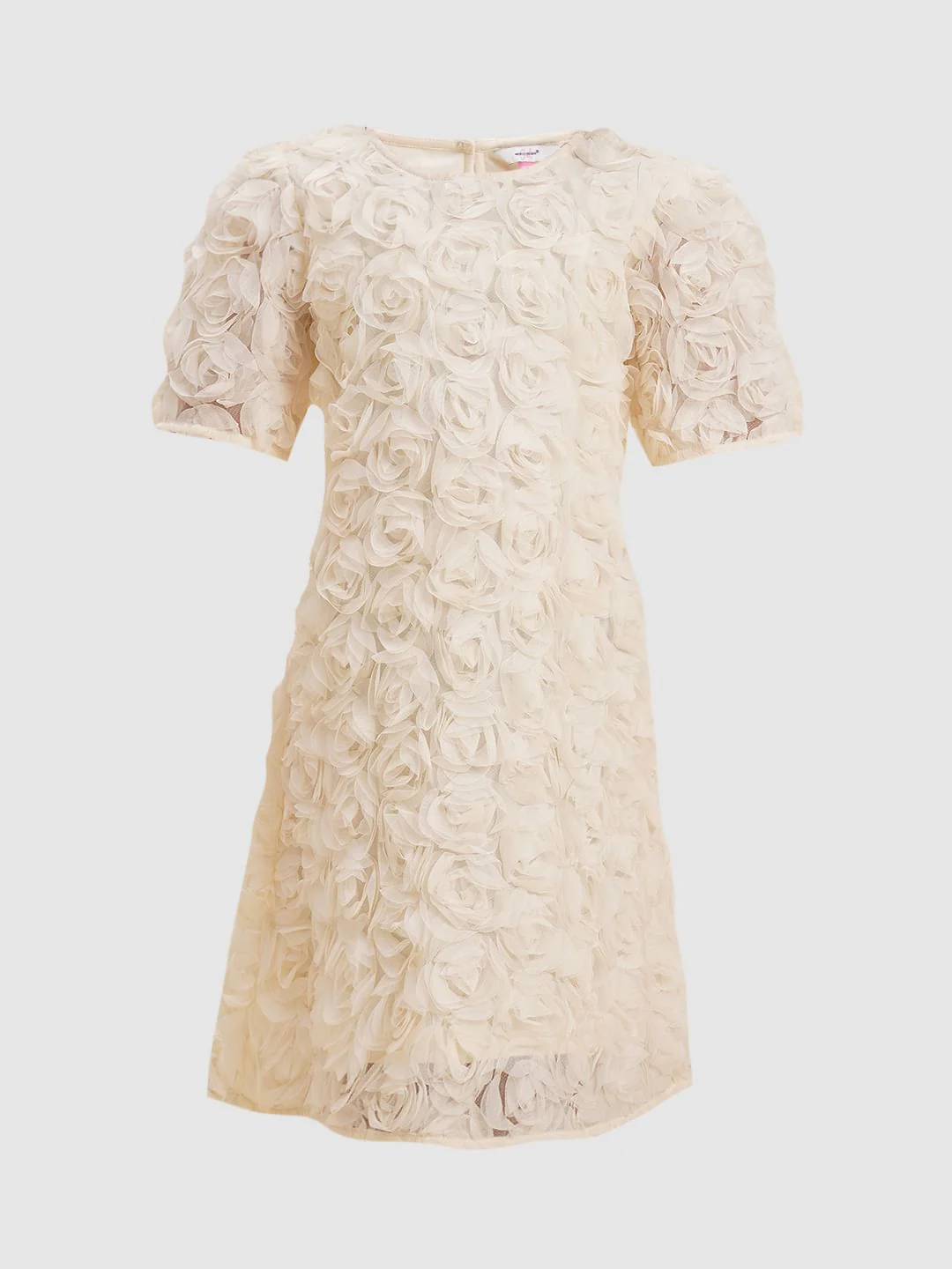 Girls White Rose Textured Shift Dress - Image 6