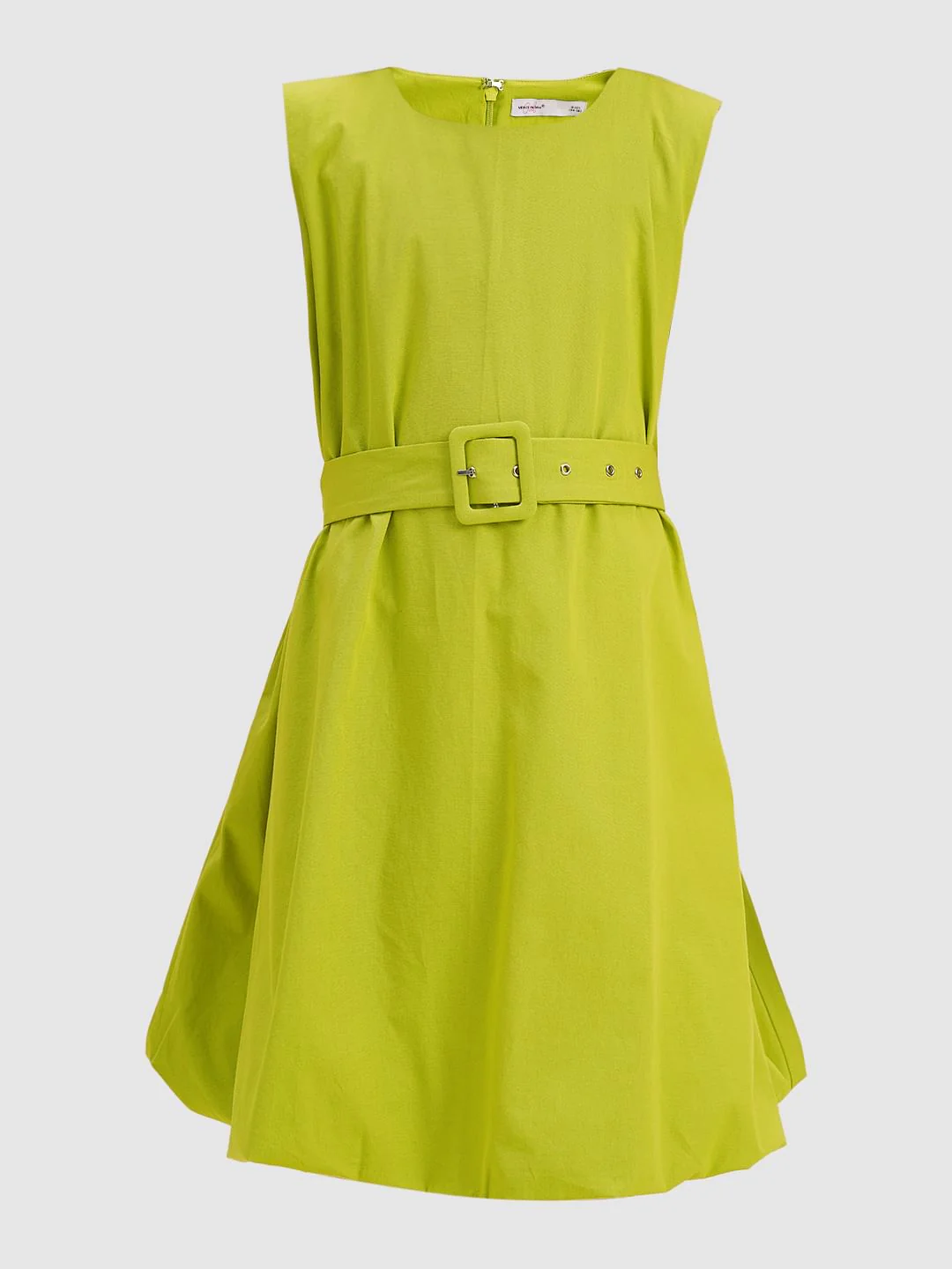 Girls Green Cotton Belted Shift Dress - Image 6