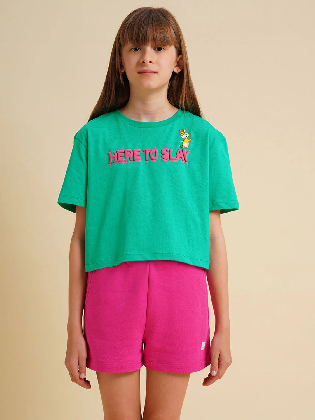 Girls Green Printed Boxy Fit T-shirt - Image 7